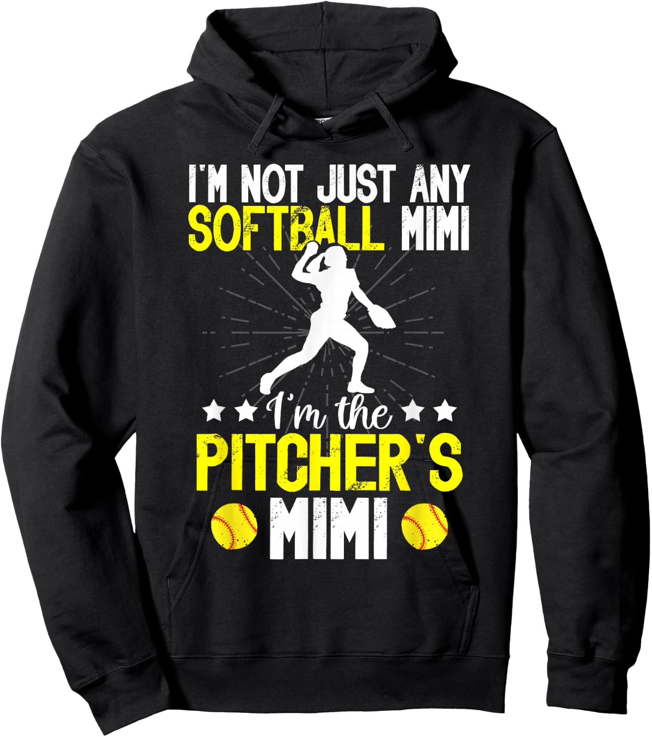 I'm The Softball Pitcher Mimi Of A Softball Pitcher Hoodie - Hoodie | Black