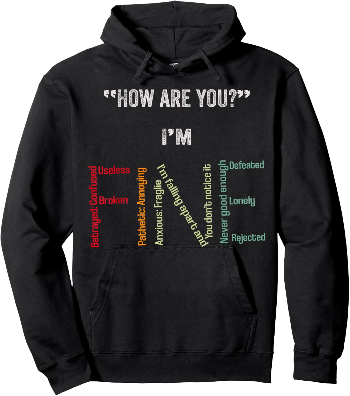 I'm Fine Suicide Prevention Mental Health Awareness Hoodie - Hoodie | Black