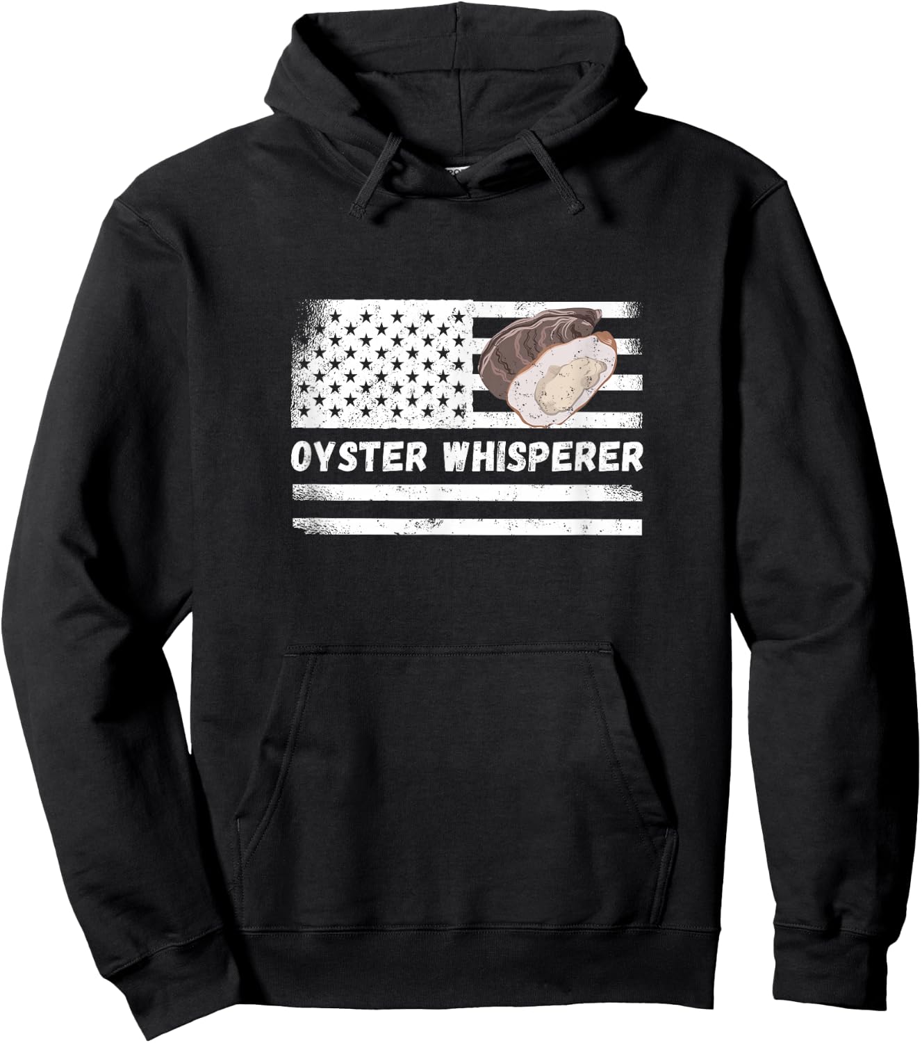 Oyster Whisperer USA America Flag Vintage Oyster Shucking Hoodie - Hoodie | Black