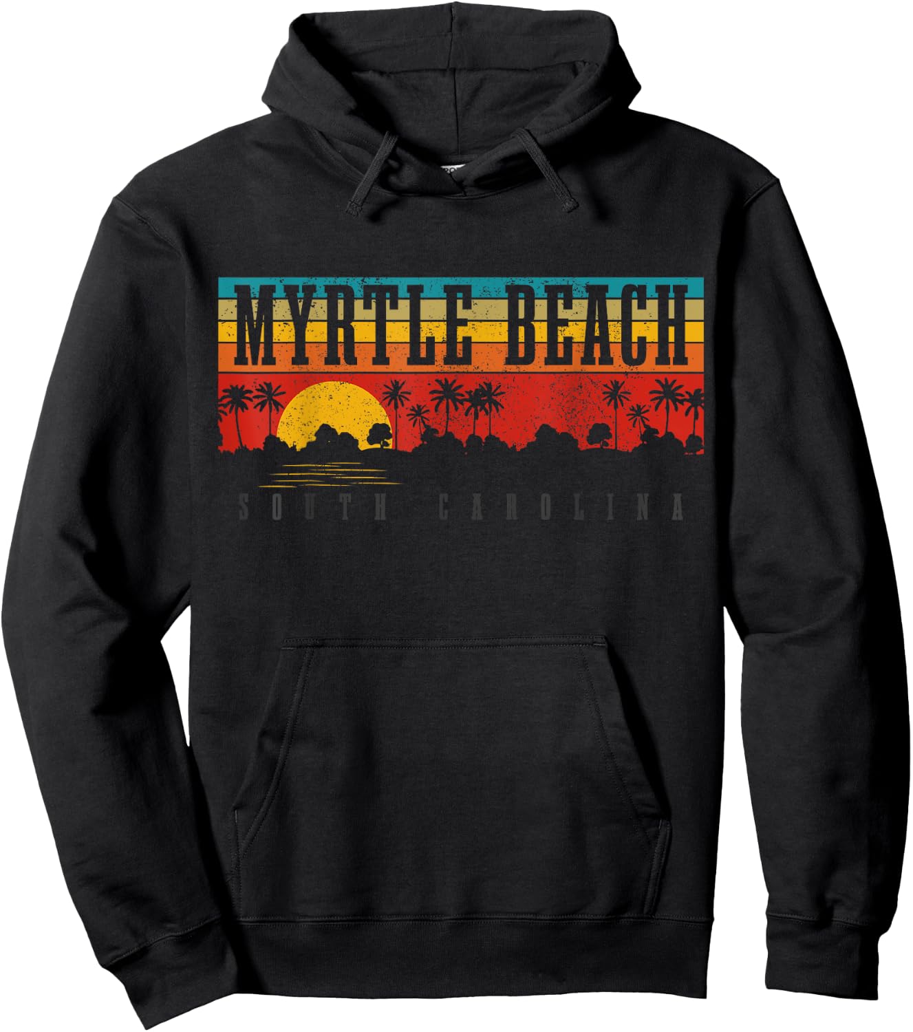 Myrtle Beach South Carolina Vintage Retro Surfing Hoodie - Hoodie | Black