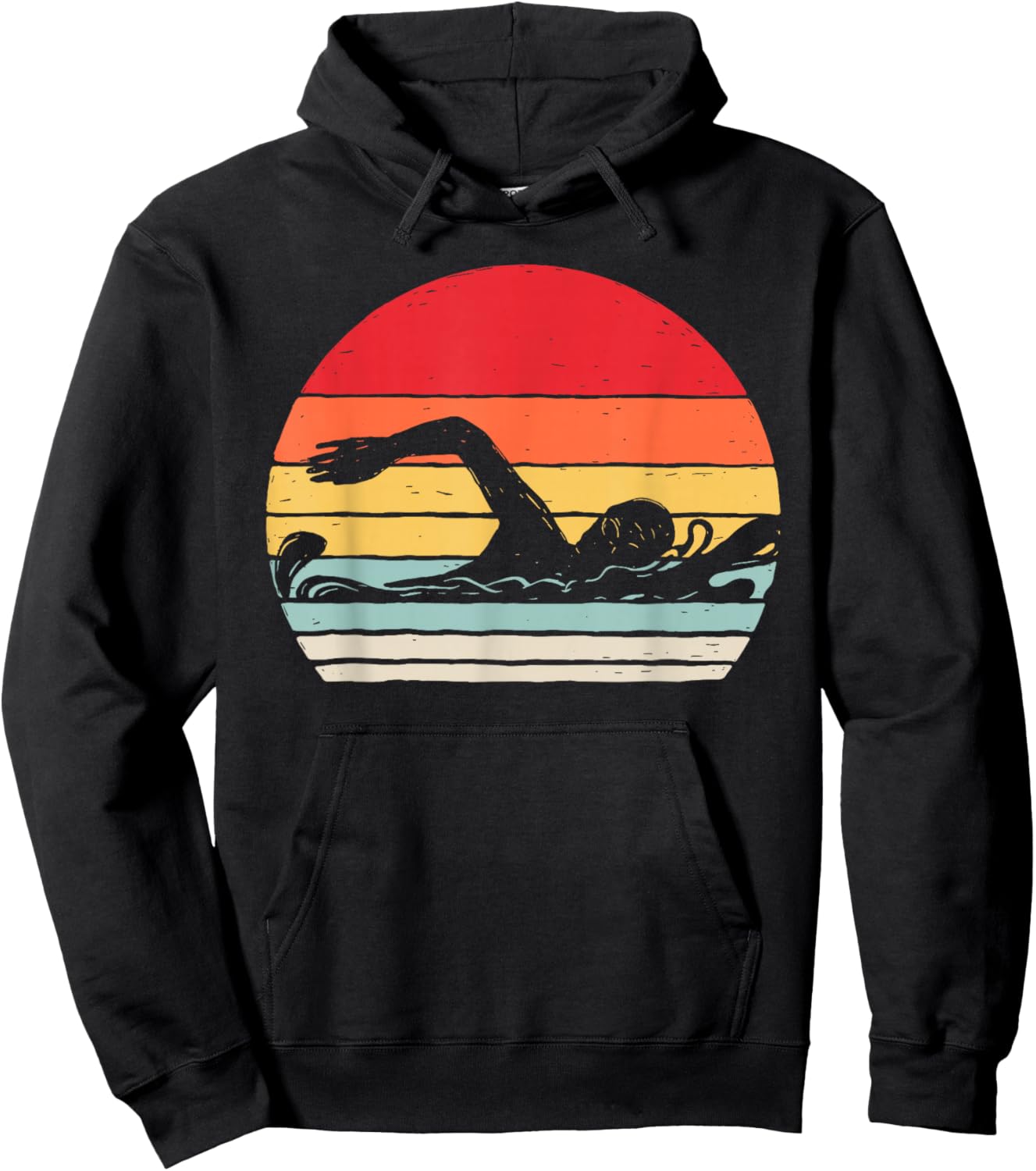 Vintage Retro Swimming Shirt Swimmer Gift Hoodie - Hoodie | Black