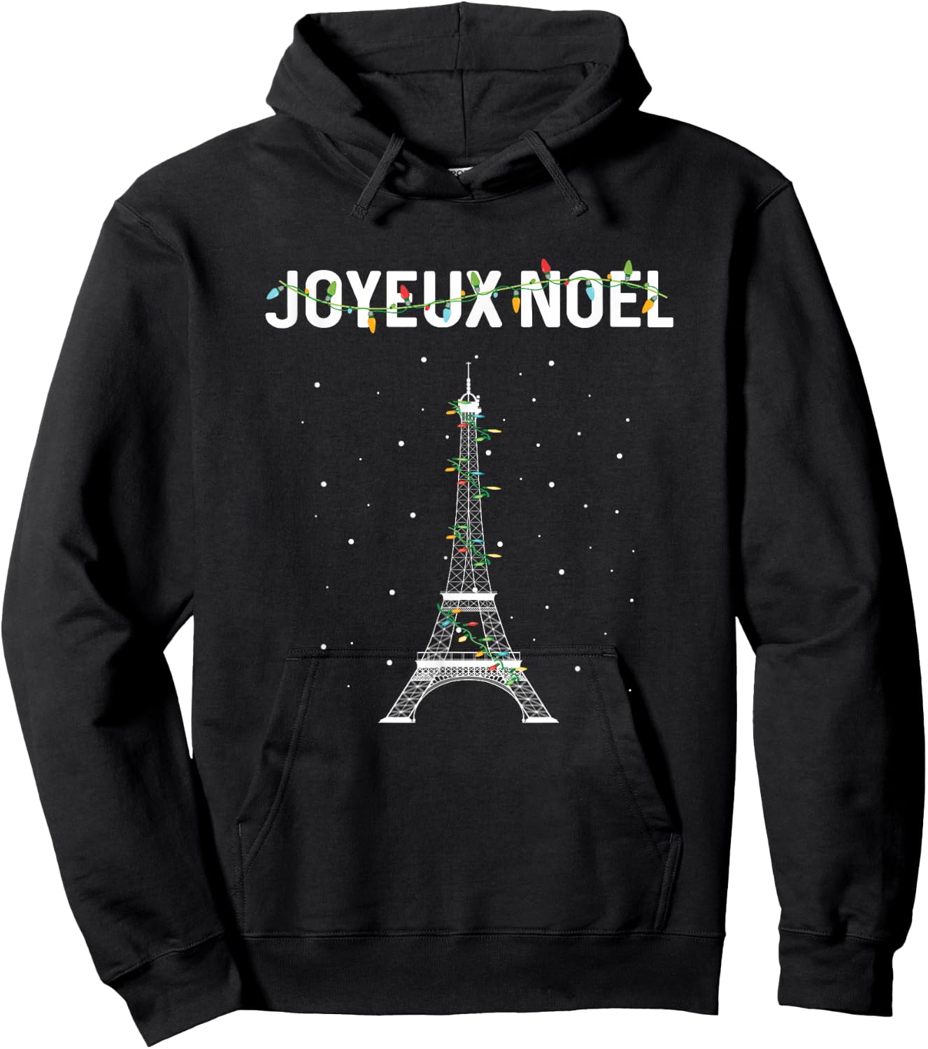 Joyeux Noel French Paris Eiffel Tower Christmas Hoodie - Hoodie | Black