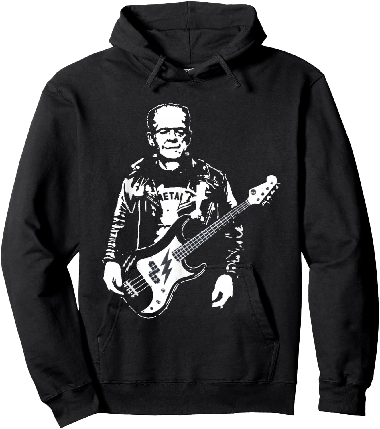 Music Lover Guitar Player Frankenstein Rocker Hoodie - Hoodie | Black