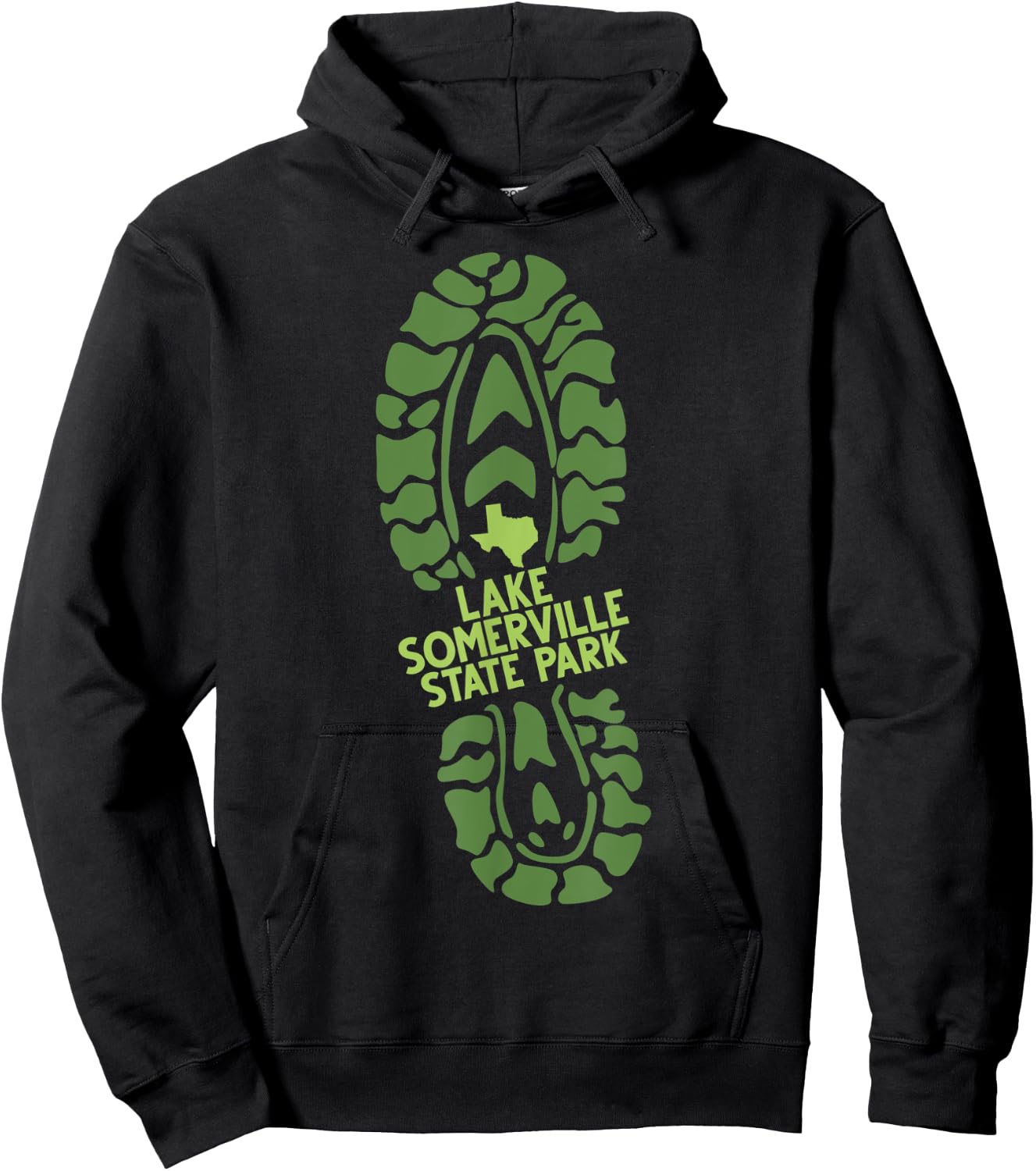 Lake Somerville State Park Texas TX Hiking Boot Print Hoodie - Hoodie | Black