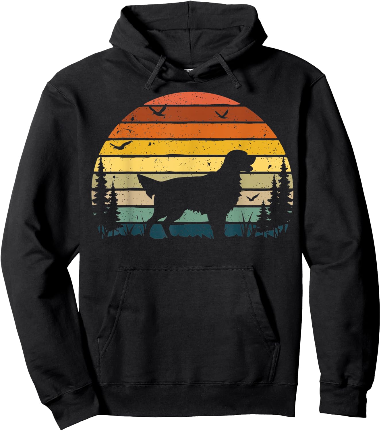 Flat-coated Retriever Dog Retro Vintage Men Women Hoodie - Hoodie | Black