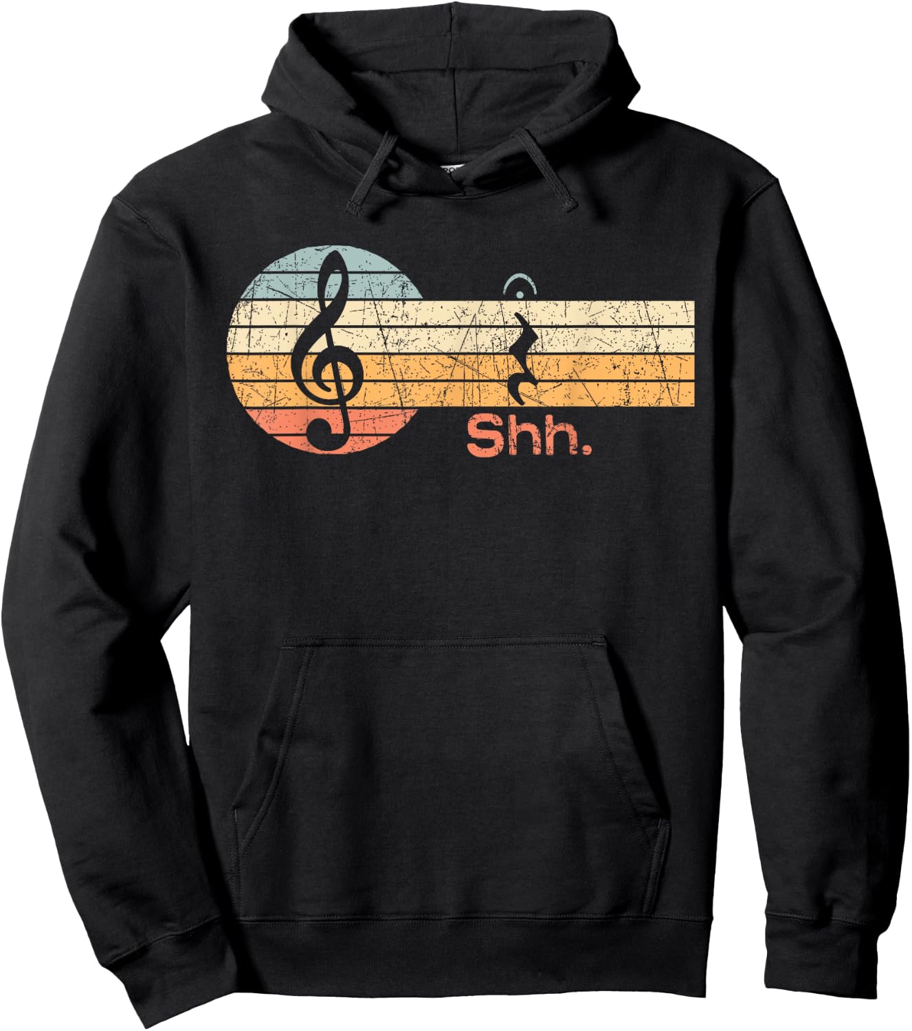 Funny Music Shh Quarter Rest and Fermata Notation Musician Hoodie - Hoodie | Black