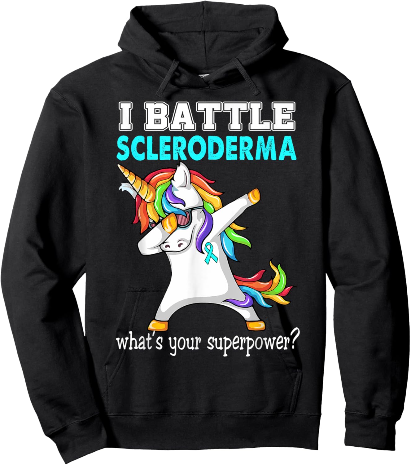 Unicorn I Battle Scleroderma Awareness Hoodie - Hoodie | Black