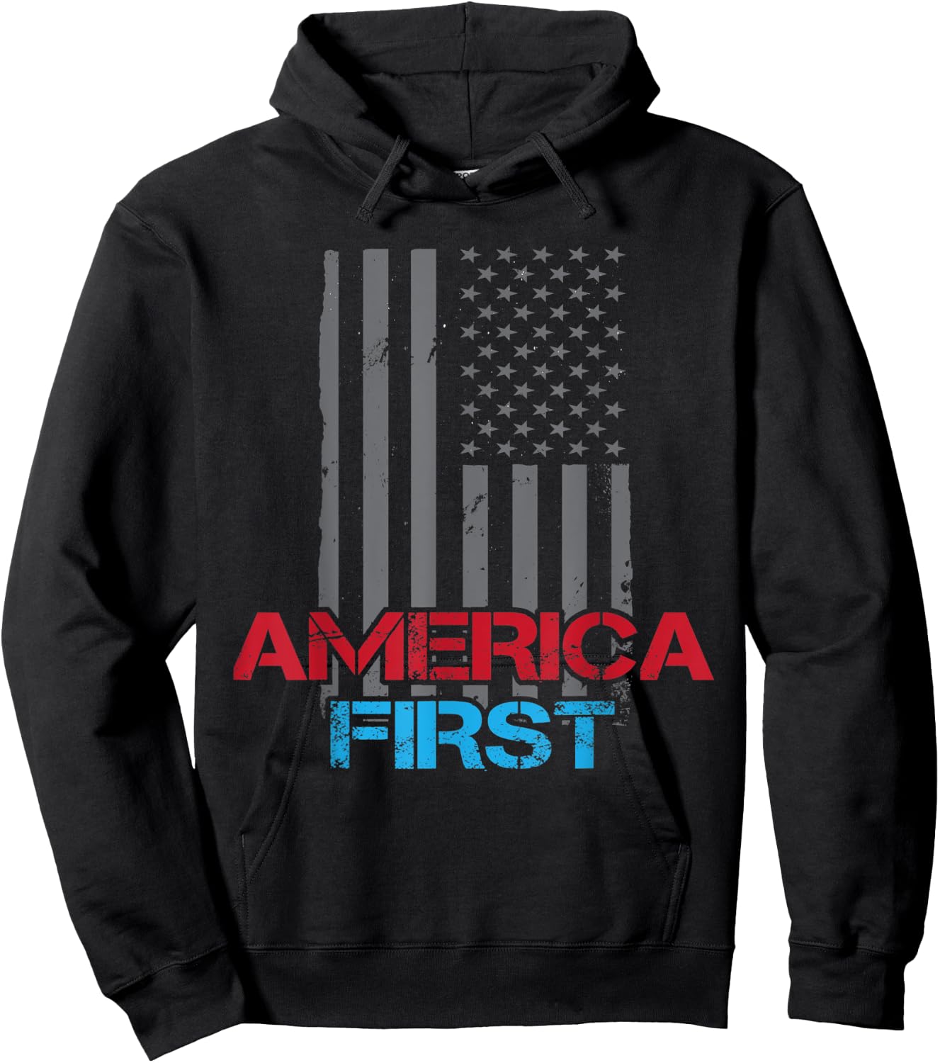 America First Patriotic American Flag Stars And Stripes USA Men Hoodie - Hoodie | Black
