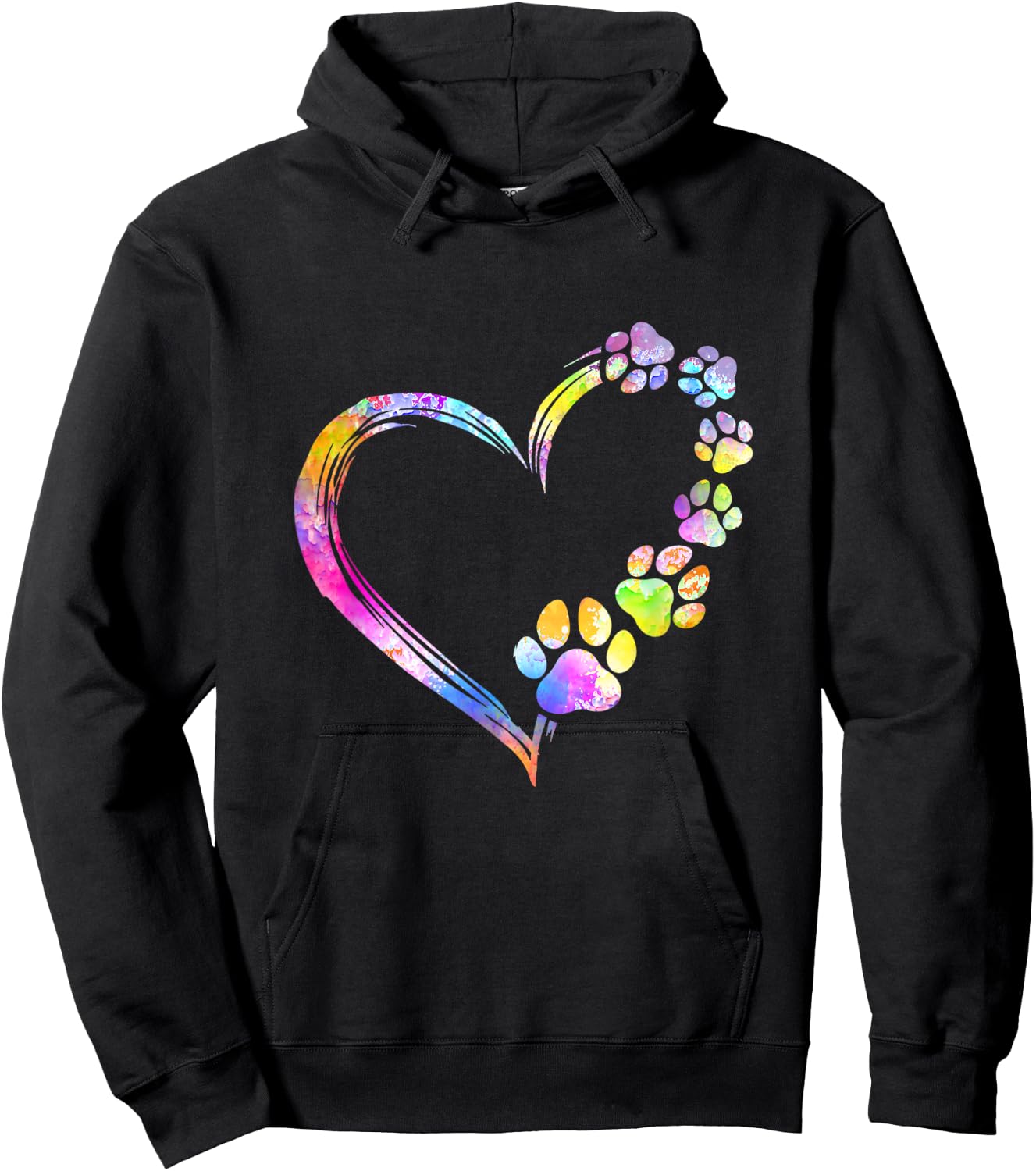 Dog Mom Dad Puppy Love Dogs Paw Print Heart Tie Dye Design Men Women Hoodie - Hoodie | Black