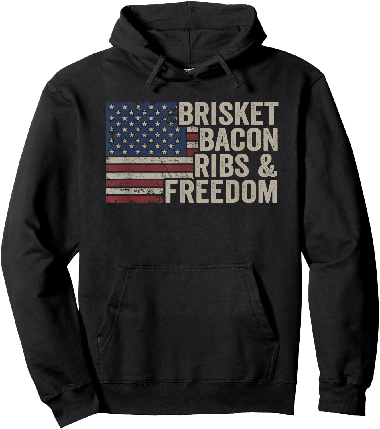Brisket Bacon Ribs & Freedom - Grill BBQ Funny Meat Smoking Hoodie - Hoodie | Black