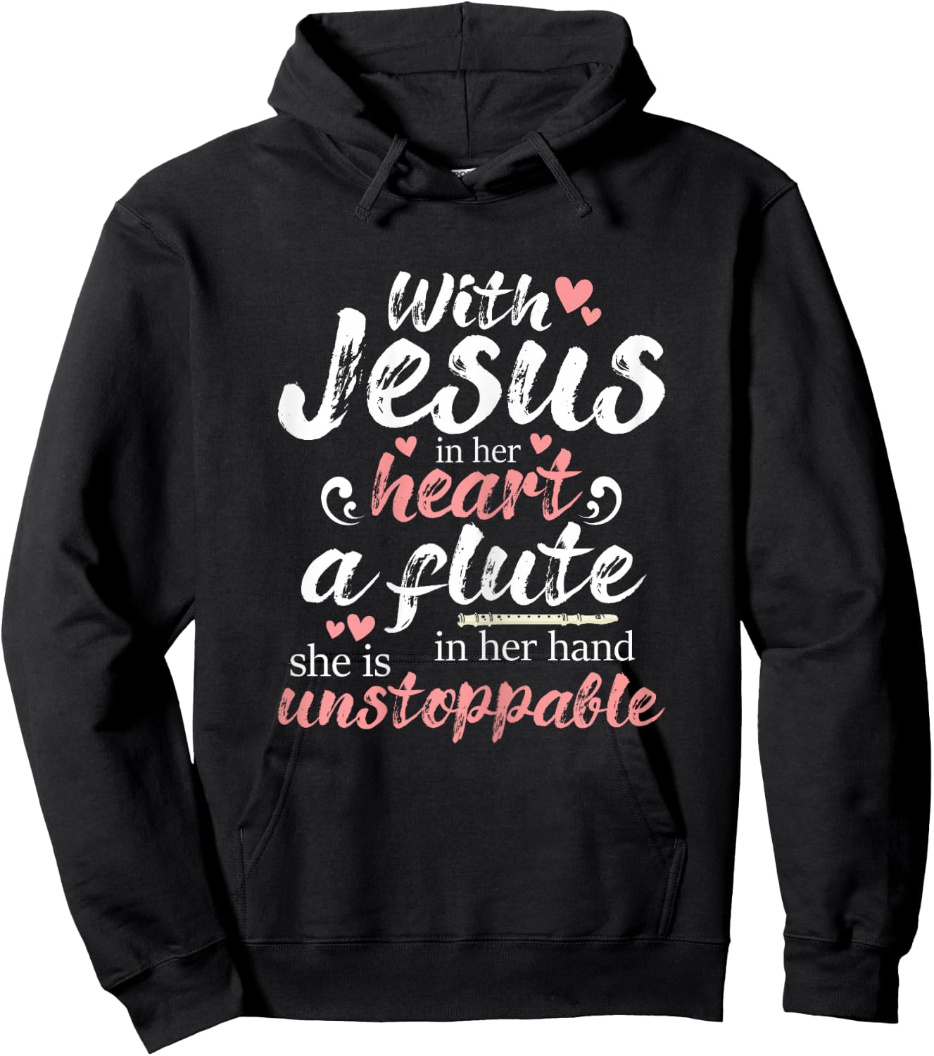 Jesus In Her Heart Flute In Her Hand - Flutist Musician Hoodie - Hoodie | Black