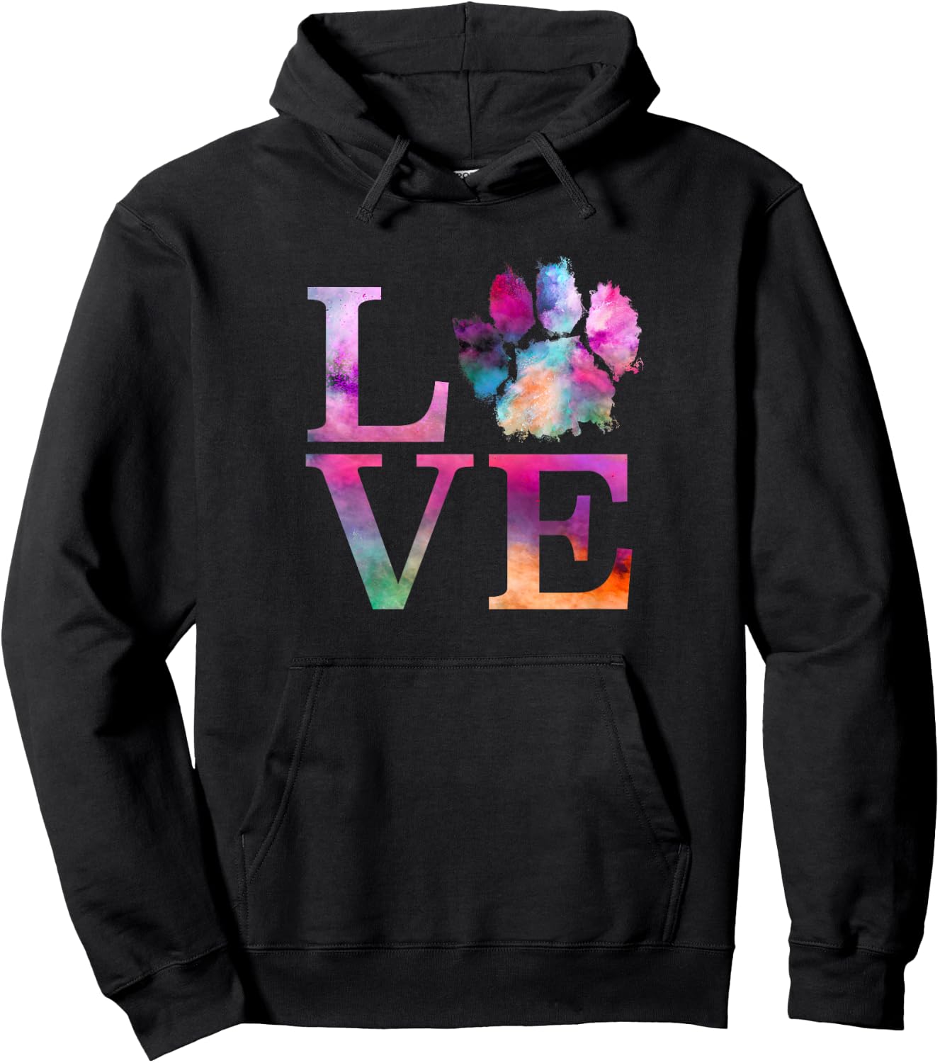 Love Dog Paw Print Shirt Colorful Messy Animal Gifts Women Hoodie - Hoodie | Black