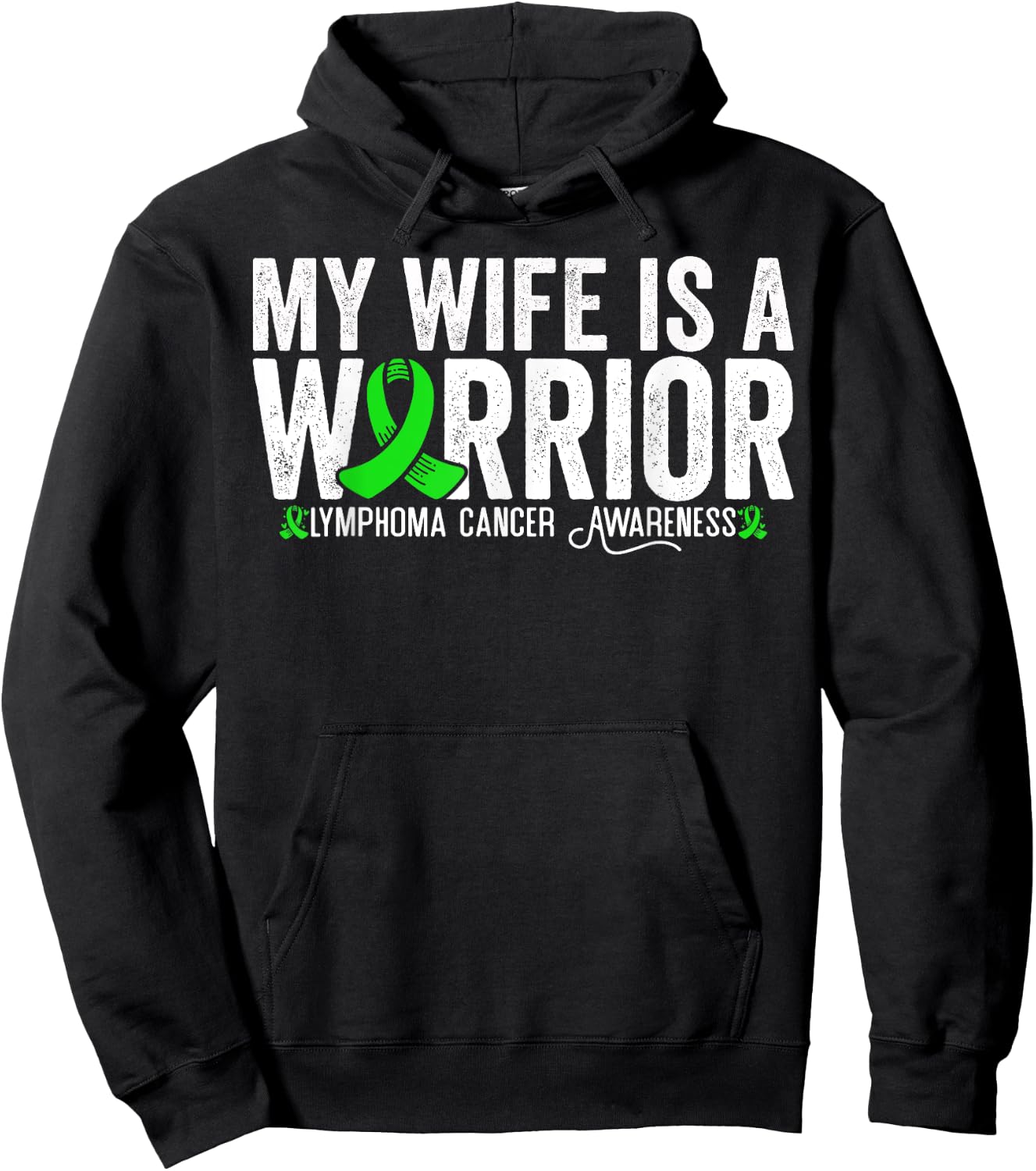 My Wife Is A Warrior Lymphoma Cancer Awareness Hoodie - Hoodie | Black