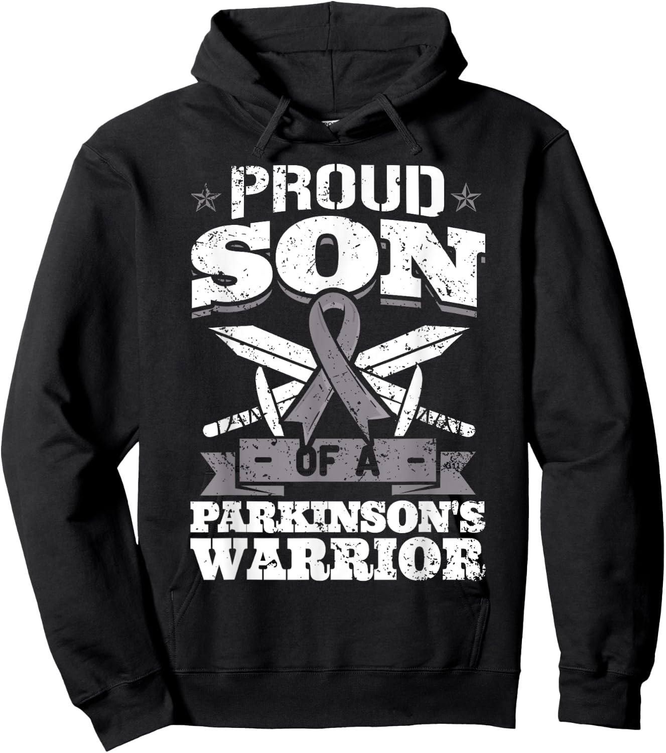 Proud Son Of A Parkinson's Warrior PD Awareness Ribbon Hoodie - Hoodie | Black