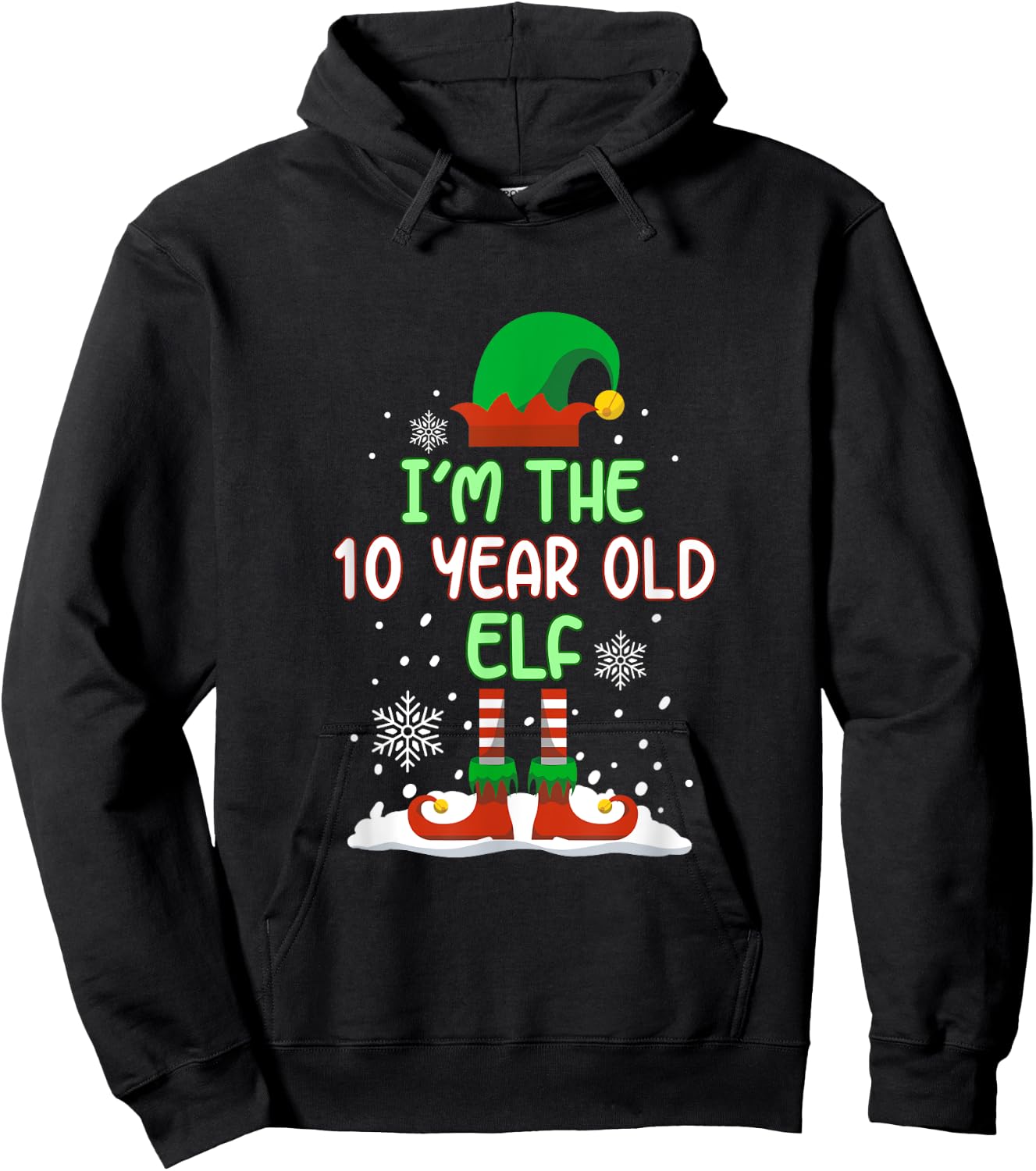 The 10 Year Old Elf Family Matching Christmas Pajama Kids Hoodie - Hoodie | Black