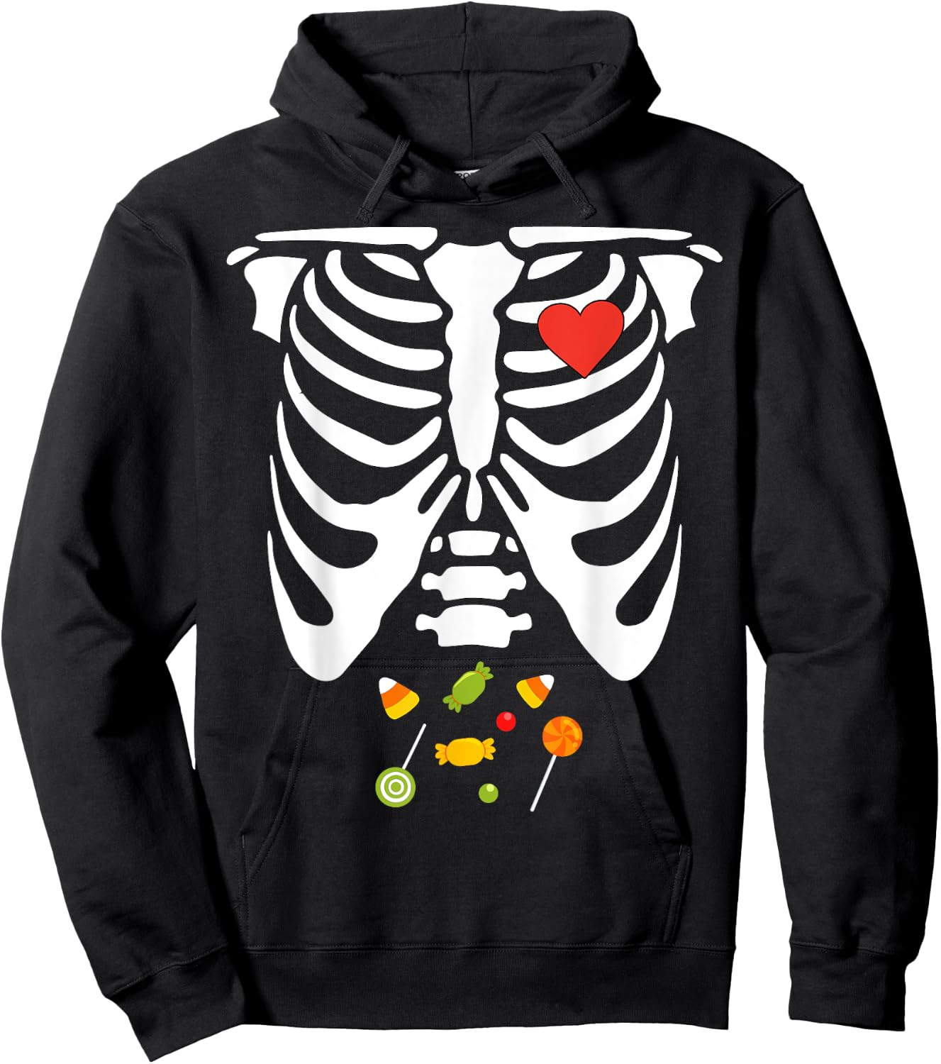 Skeleton Rib Cage Halloween Candy Costume Kids Toddler Funny Hoodie - Hoodie | Black