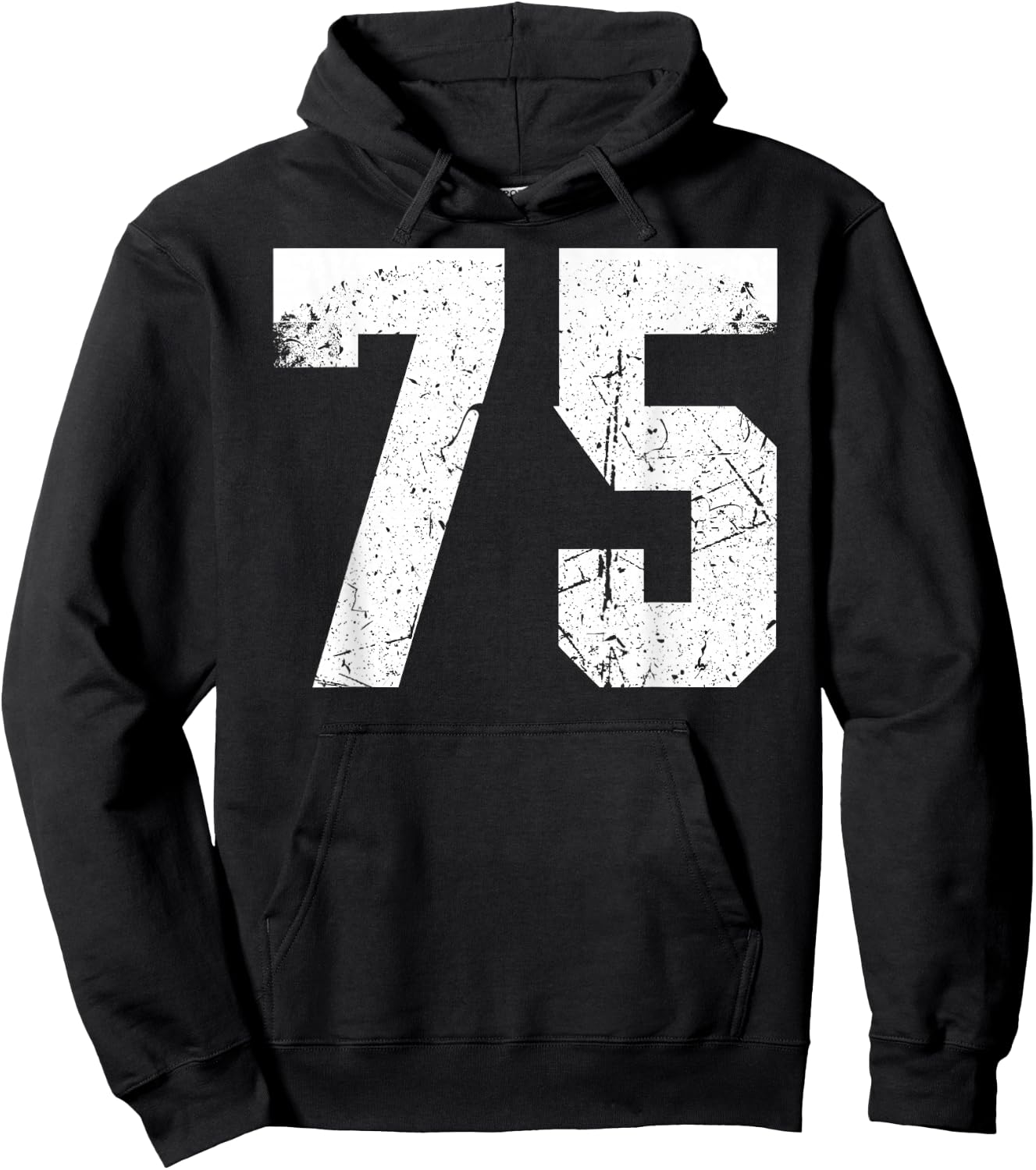 Vintage Number 75 White Plain Number Hoodie - Hoodie | Black