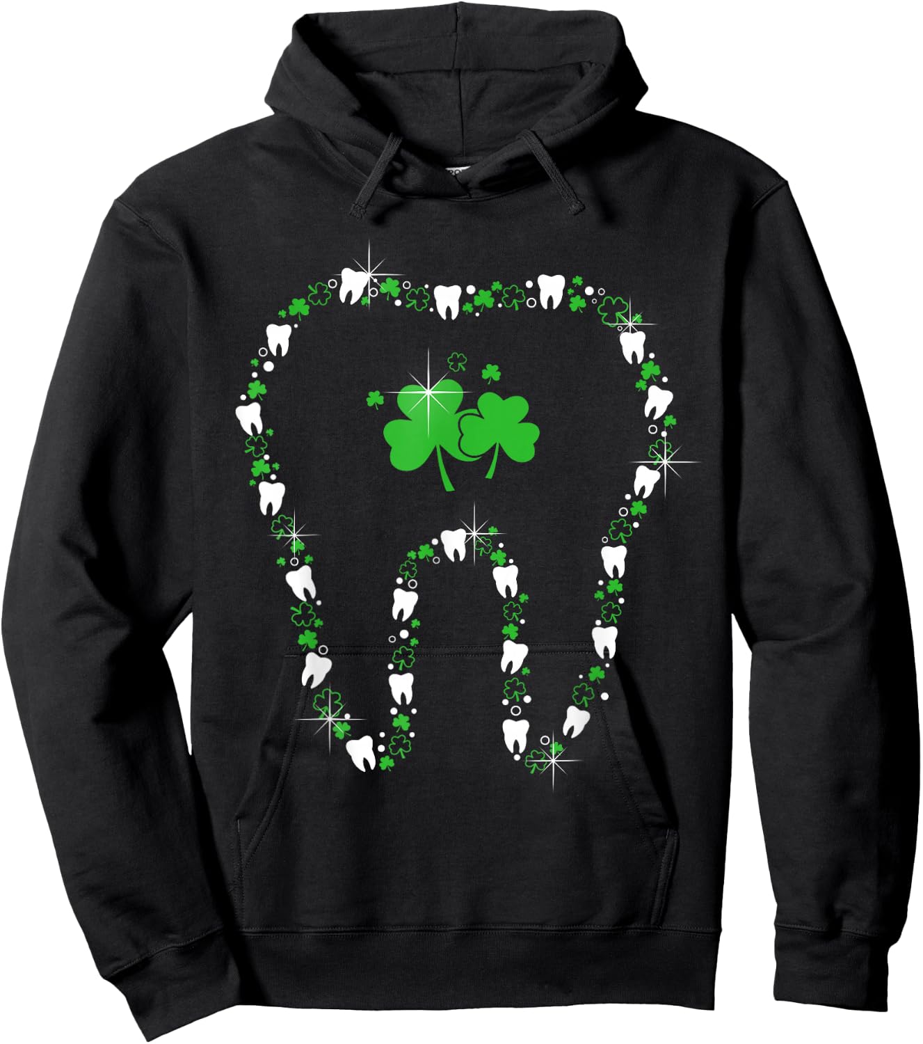 Tooth With Shamrocks Dental Assistant Happy St Patrick's Day Hoodie - Hoodie | Black