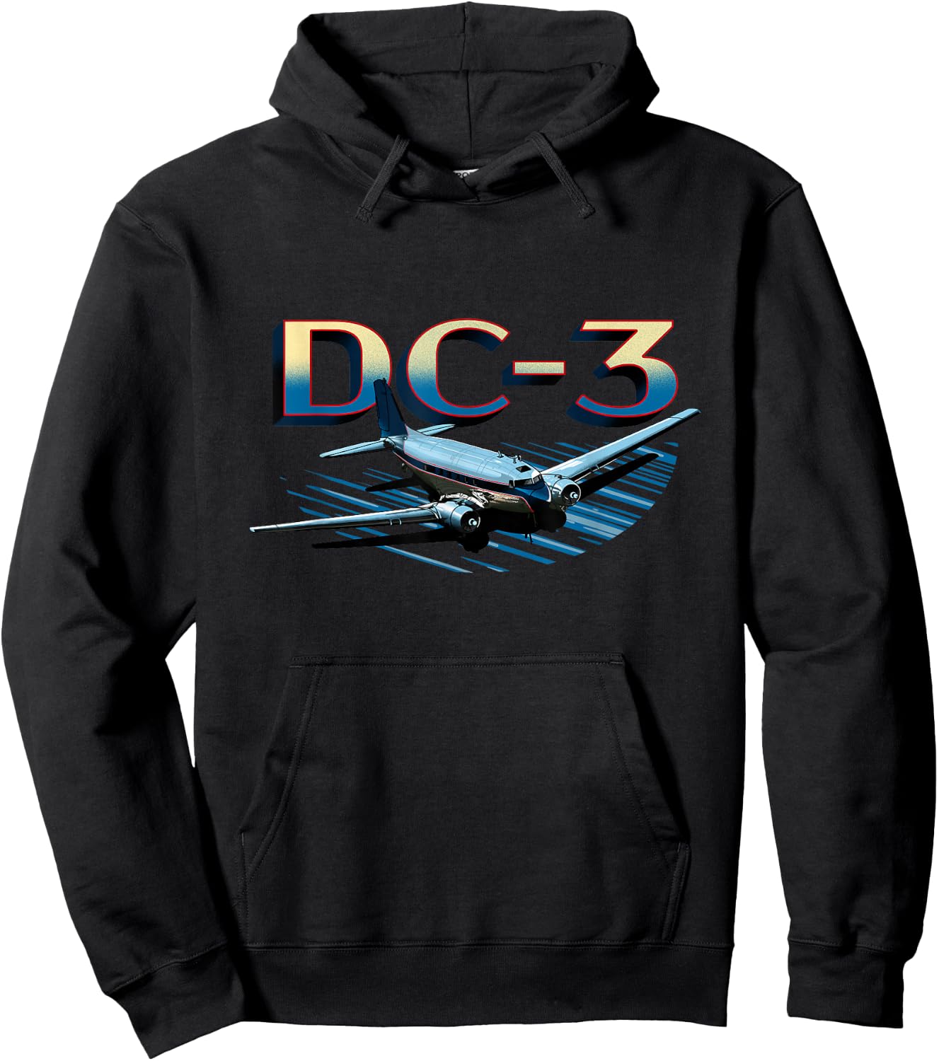 Vintage Airline DC-3 Airplane Hoodie - Hoodie | Black