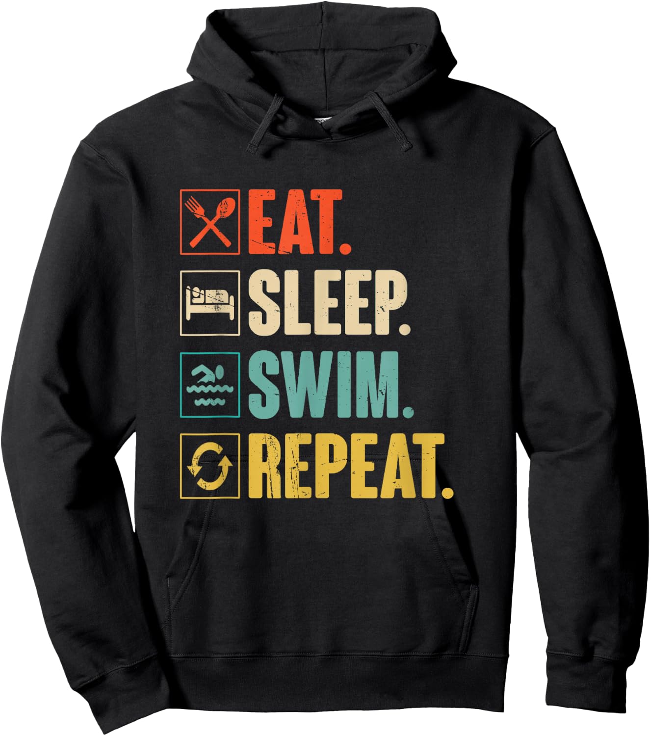 Eat Sleep Swim Repeat Swimming Swimmer Gift Hoodie - Hoodie | Black