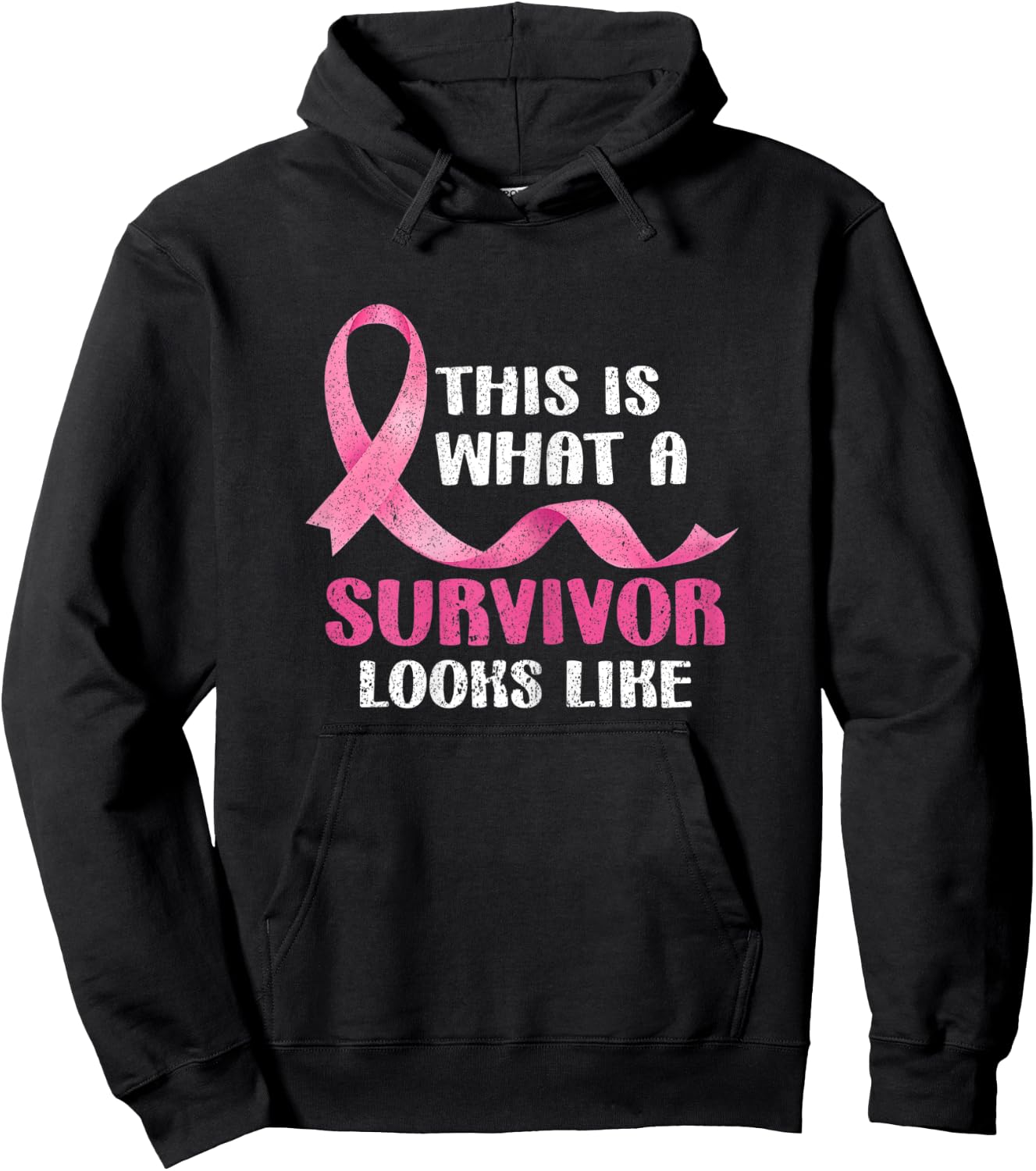 Cancer Survivor Women Pink Ribbon Breast Cancer Awareness Hoodie - Hoodie | Black