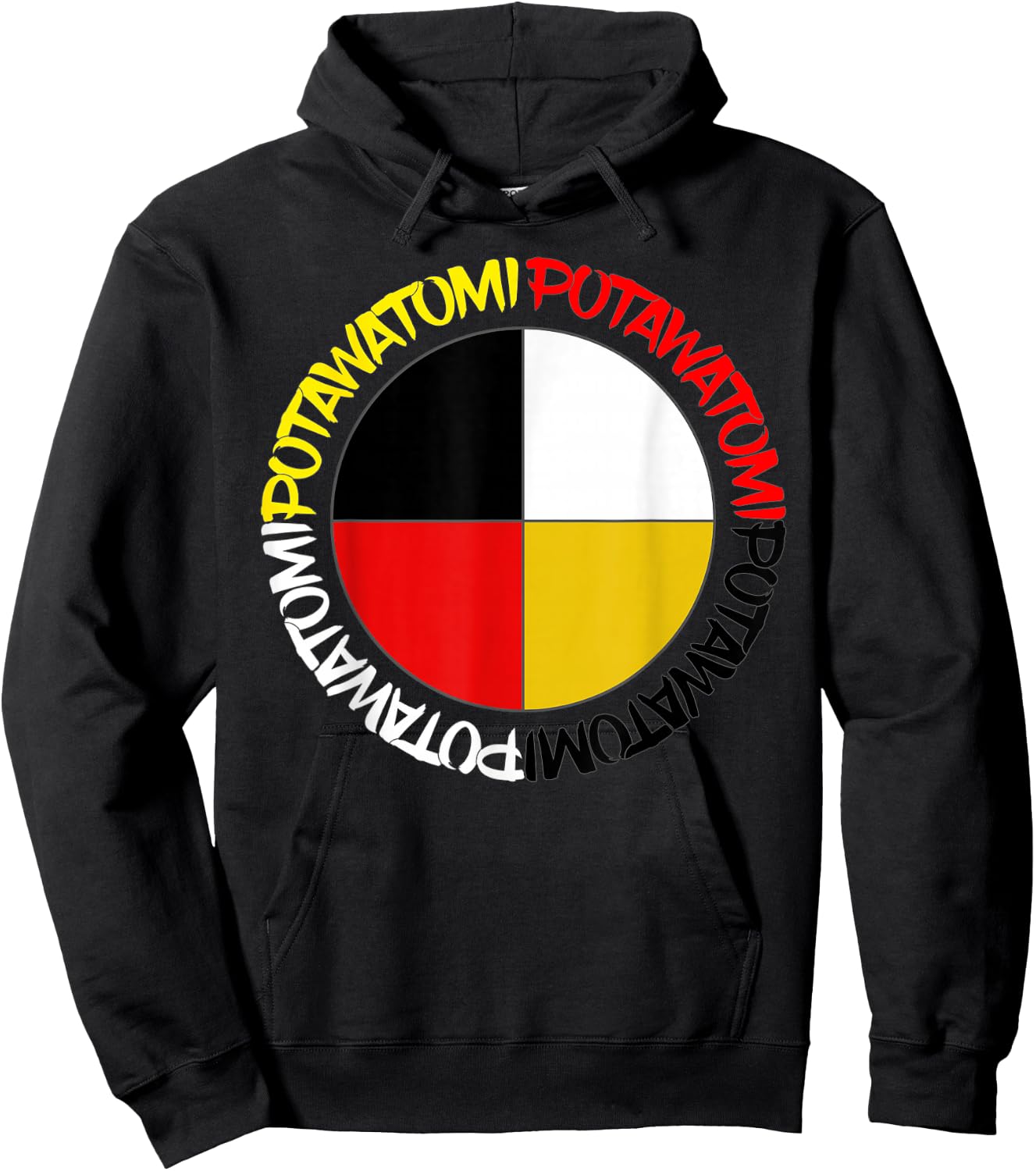Potawatomi Medicine Wheel T Shirt Hoodie - Hoodie | Black