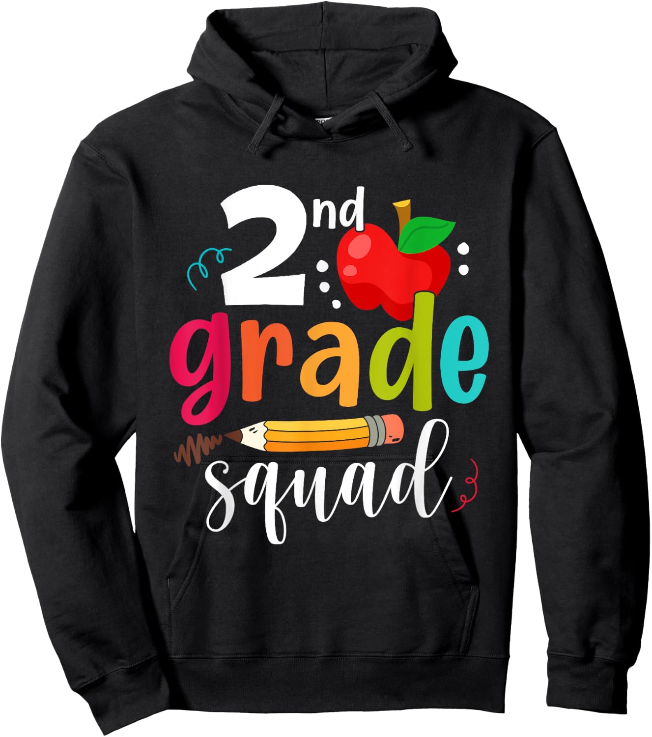 Second Grade Squad Funny Back To School 2nd Graders Teachers Hoodie - Hoodie | Black