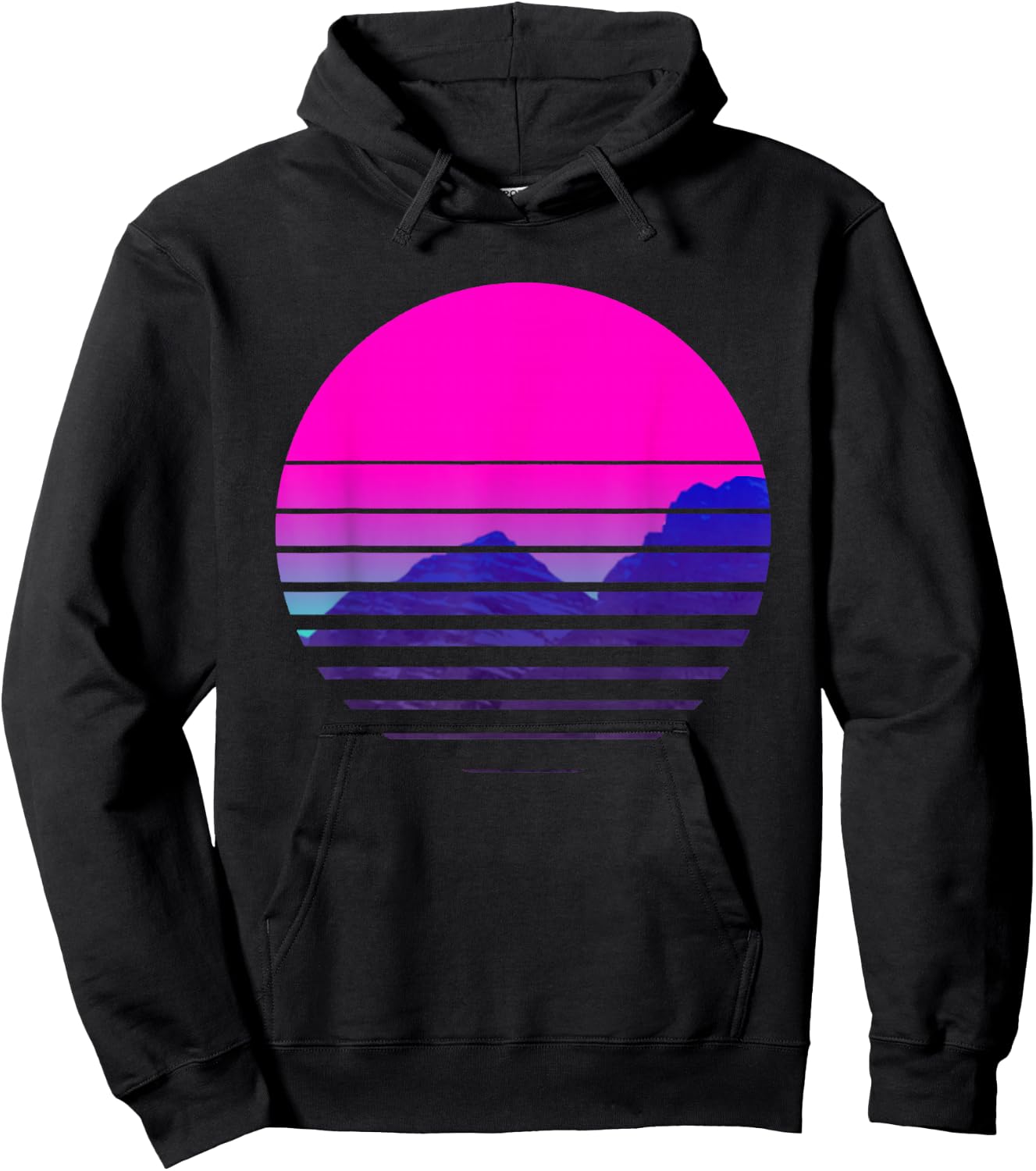 Vaporwave Aesthetic Sundownsunrise Mountains Scenary Hoodie - Hoodie | Black