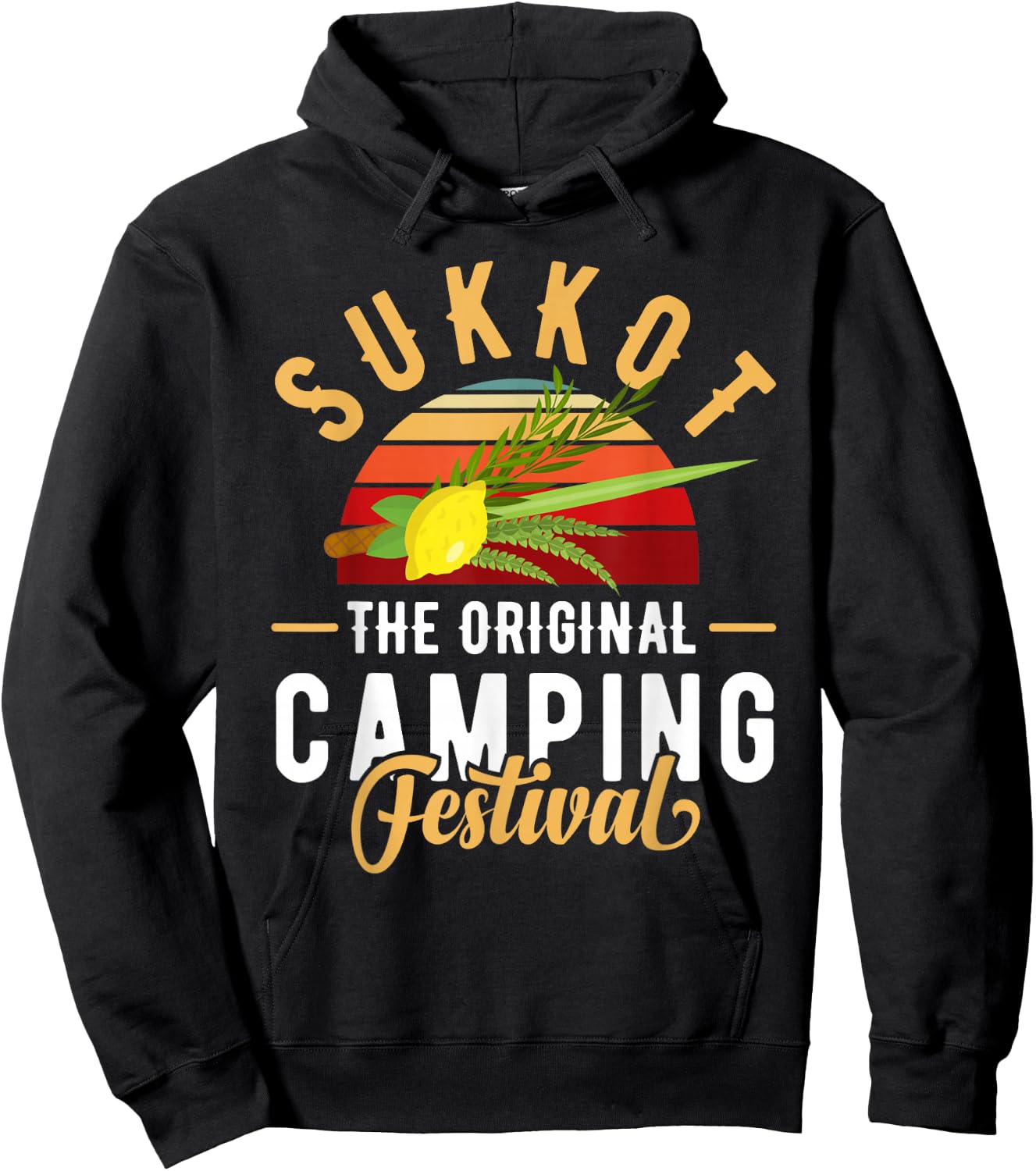 Feast of Tabernacles with Lulav and Etrog or Sukkot Hoodie - Hoodie | Black