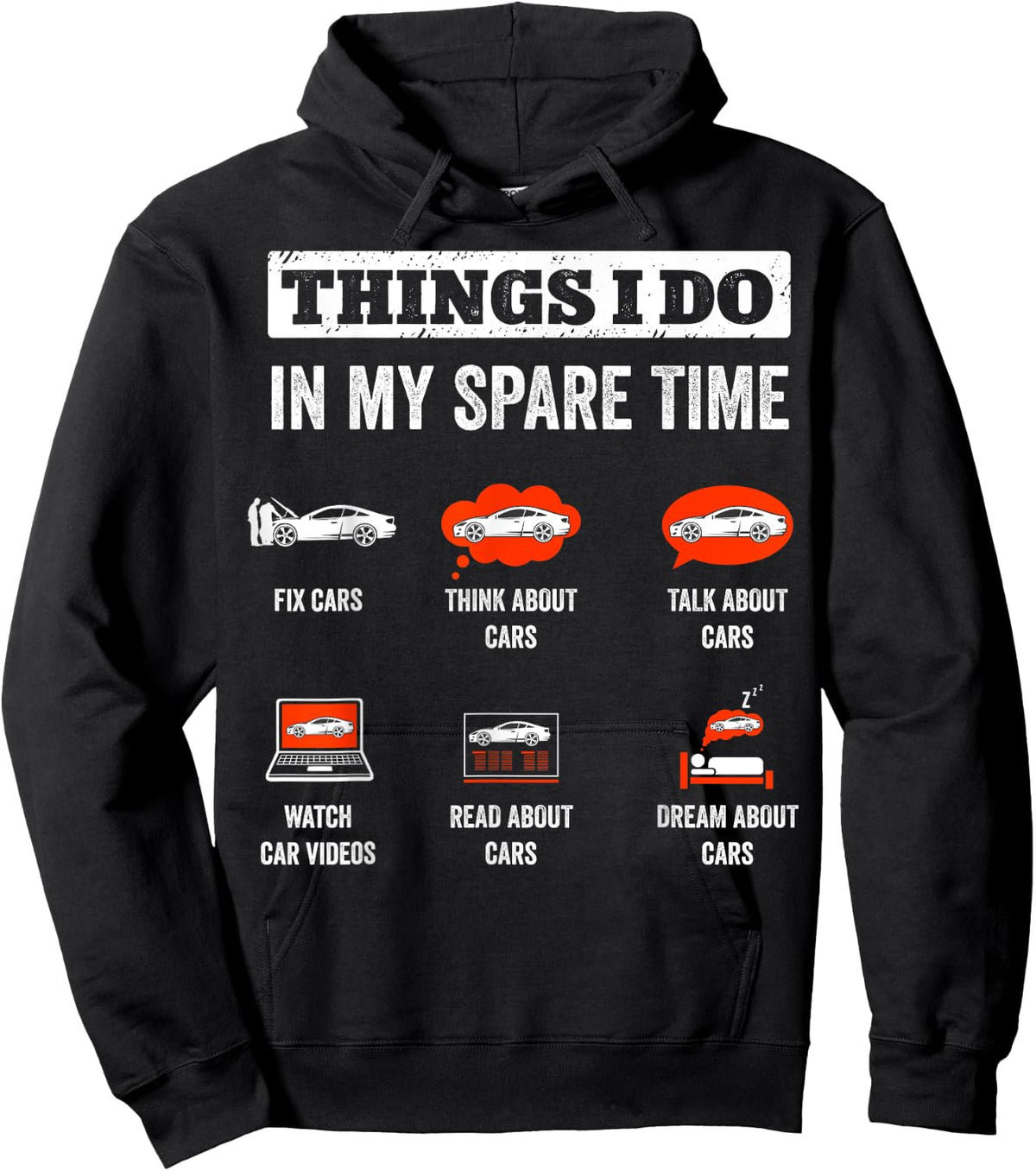 Things I Do In My Spare Time Fix Cars Funny Auto Mechanic Hoodie - Hoodie | Black