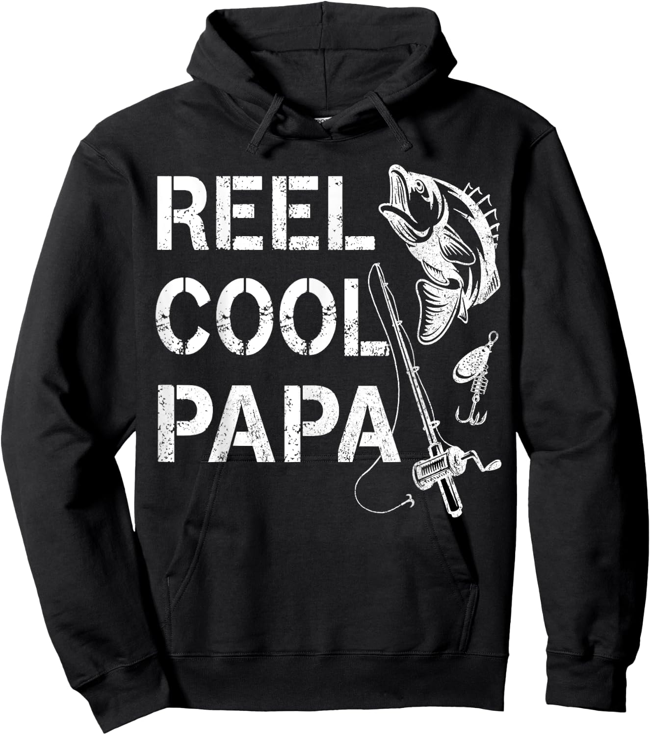 Reel Cool Papa Fishing Dad Gifts Father's Day Fisherman Fish Hoodie - Hoodie | Black