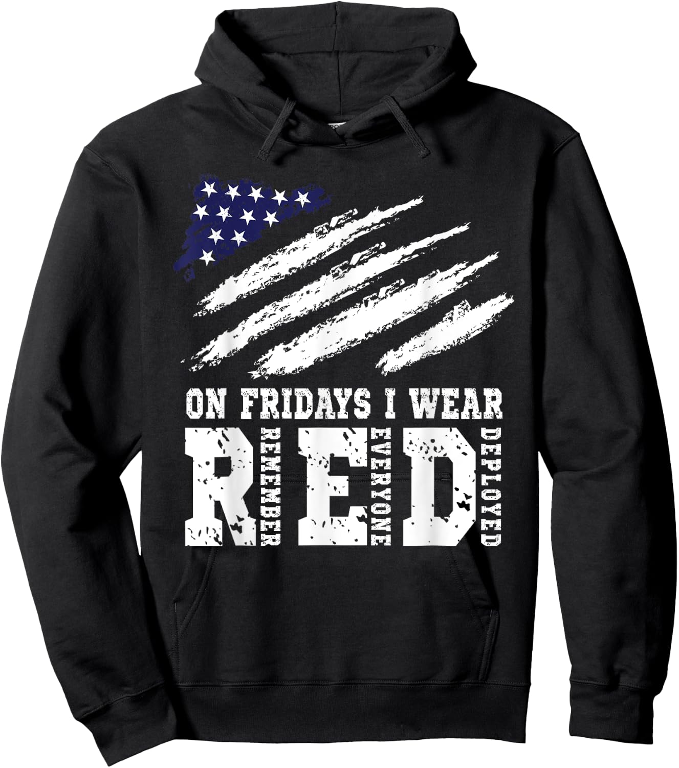 On Fridays I Wear Red USA Support American Troops Hoodie - Hoodie | Black