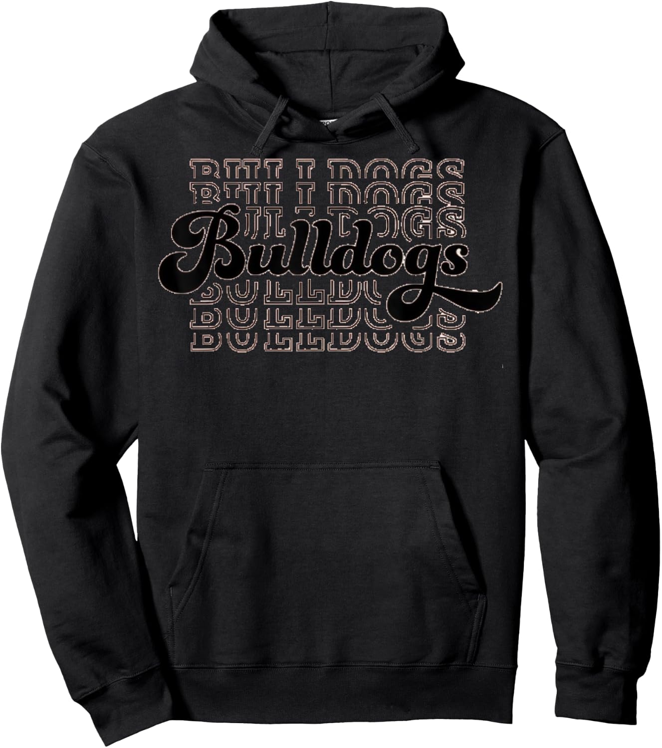 Vintage Bulldogs Team Mascot High School Sports College Hoodie - Hoodie | Black