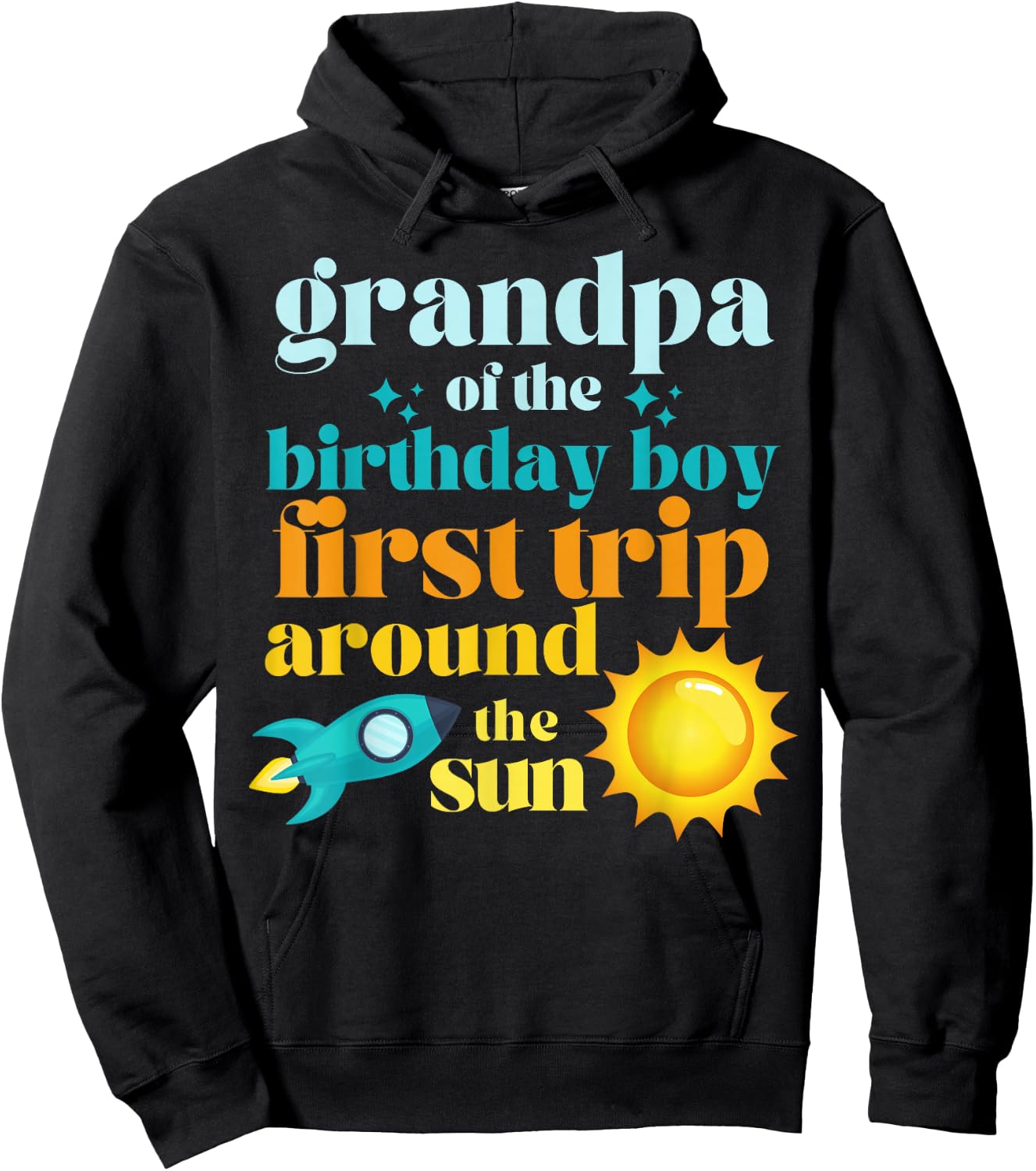 Grandpa First Trip Around The Sun Outer Space 1st Birthday Hoodie - Hoodie | Black