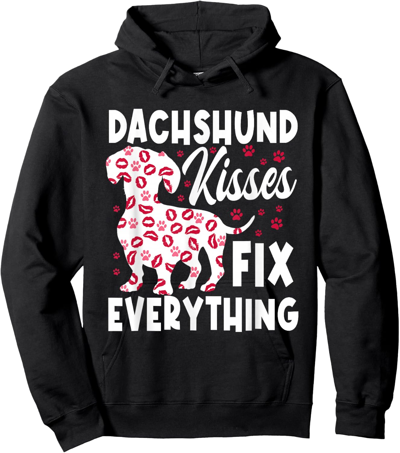 Dachshund Kisses Fix Everything Hoodie - Hoodie | Black