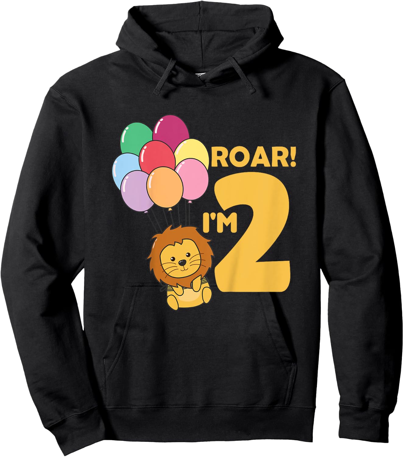 Kids Children 2nd Birthday Lion 2 Years Old Boy Lion Animal King Hoodie - Hoodie | Black