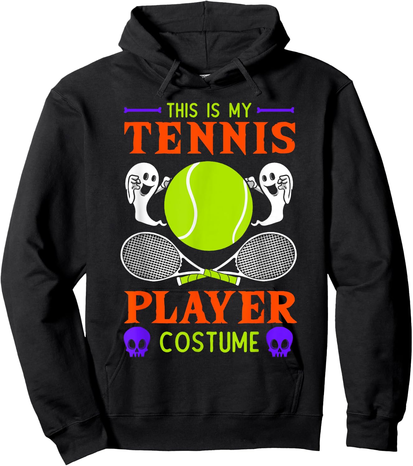 Halloween Tennis Player Sport Spooky Ghost Costume Hoodie - Hoodie | Black