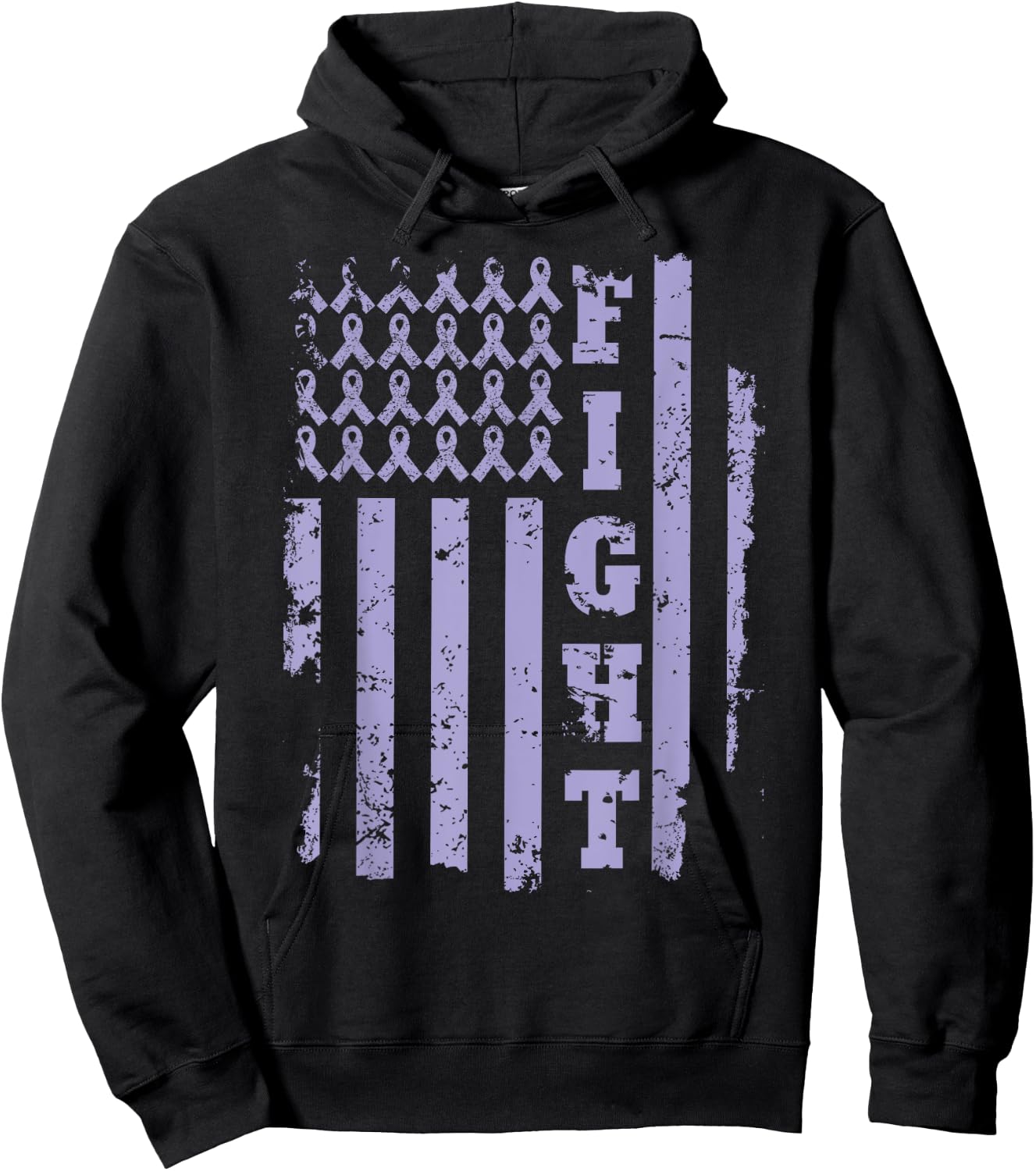 All Cancers Awareness Shirt Lavender Ribbon FIGHT Hoodie - Hoodie | Black