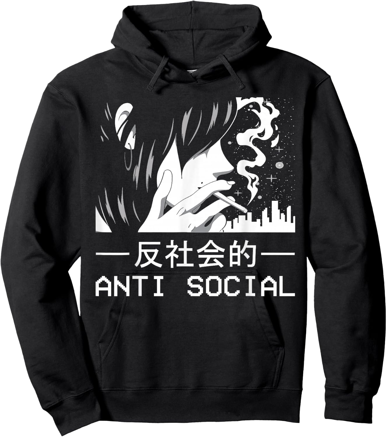 Alt Indie Aesthetic Egirl Eboy Clothes Anime Merch Japanese Aesthetic Antisocial Anime Girl Sad Soft Grunge Hoodie - Hoodie | Black