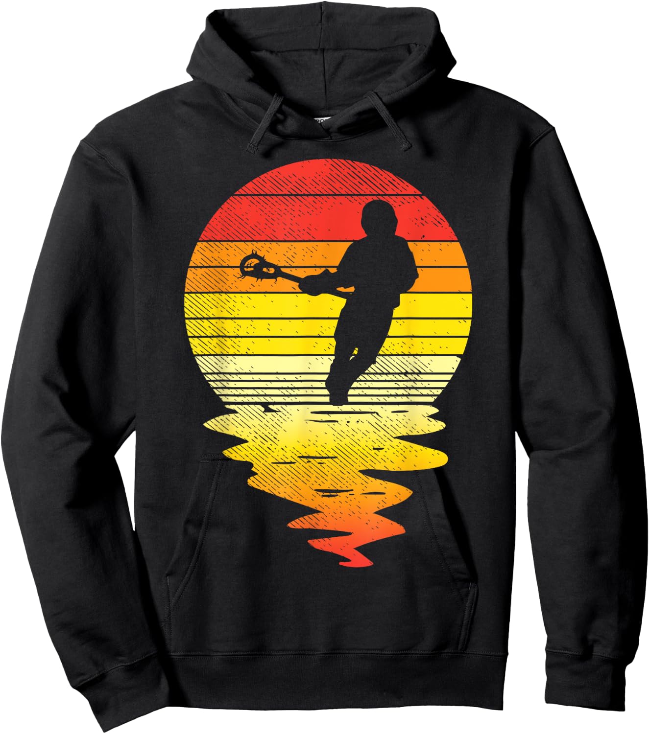 Lacrosse Sunset Retro Lax Player Coach Team Men Women Gift Hoodie - Hoodie | Black