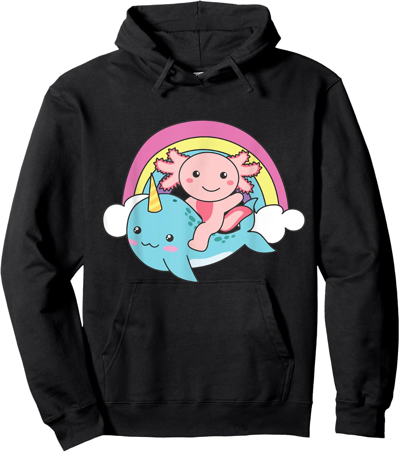 Narwhal Cute Axolotl Ocean Unicorn Kawaii Narwhals Hoodie - Hoodie | Black