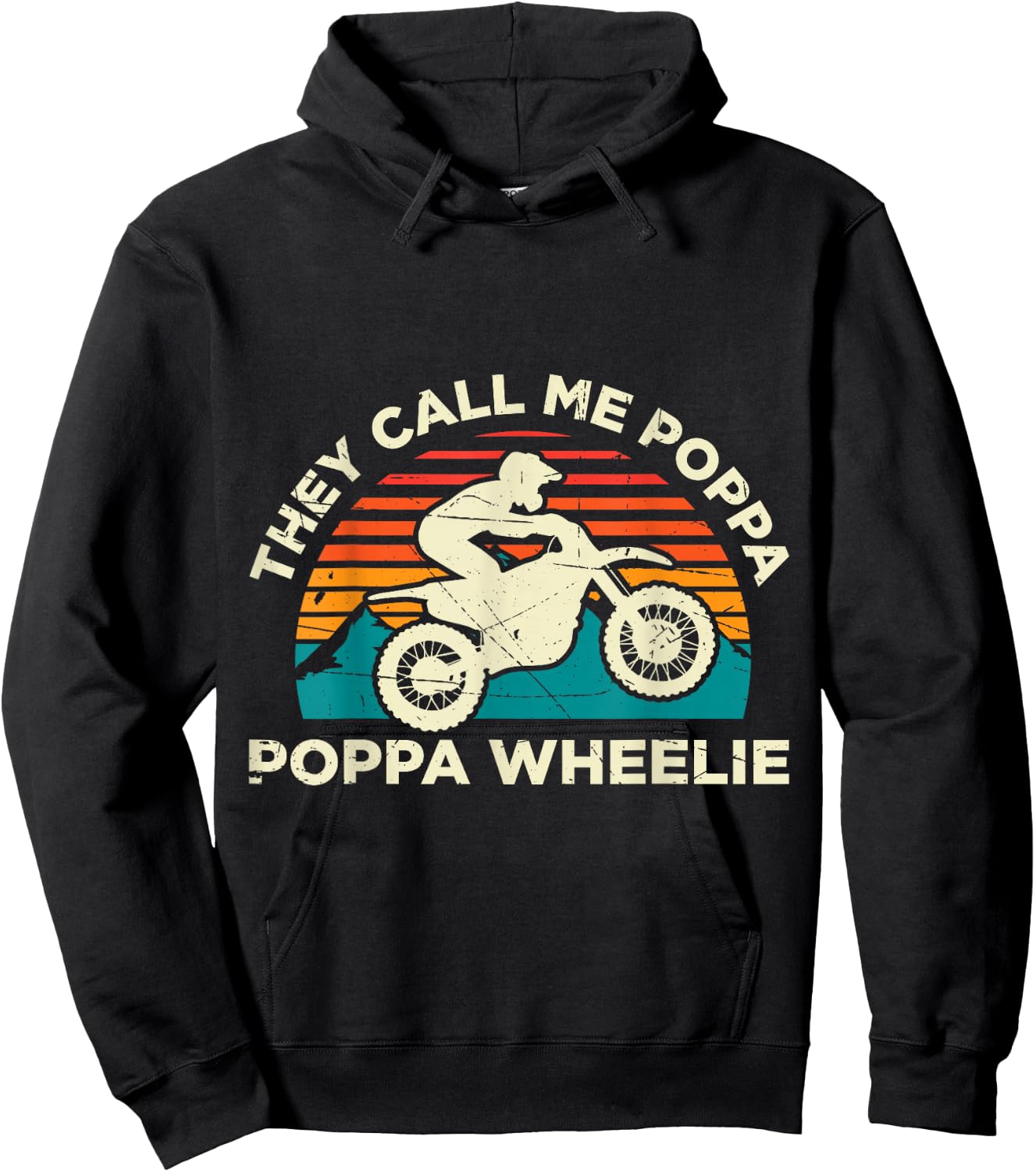 Funny Motocross Offroad Enduro Motorcycle They Call Me Poppa Poppa Wheelie Motocross Black -Adults Small Classic Fit Short Sleeve Cotton Blend Hoodie - Hoodie | Black