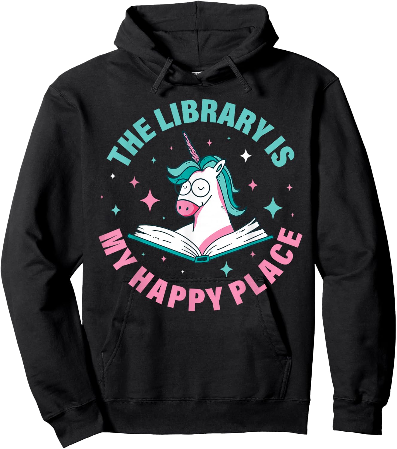 The Library Is My Happy Place Hoodie - Hoodie | Black