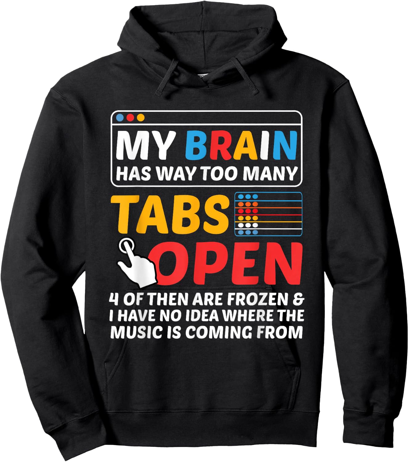 My Brain Has Way Too Many Tabs Open Software Developer Nerd Hoodie - Hoodie | Black