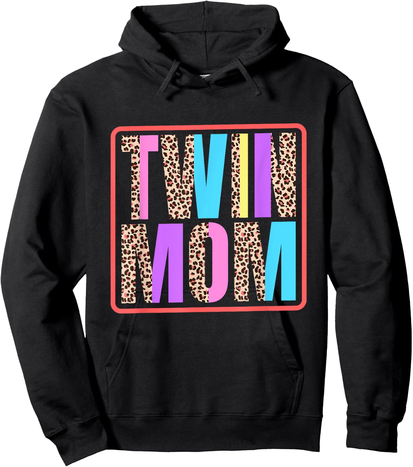 Twin Mom, Mother of Twins Leopard Print and Twins mom Hoodie - Hoodie | Black