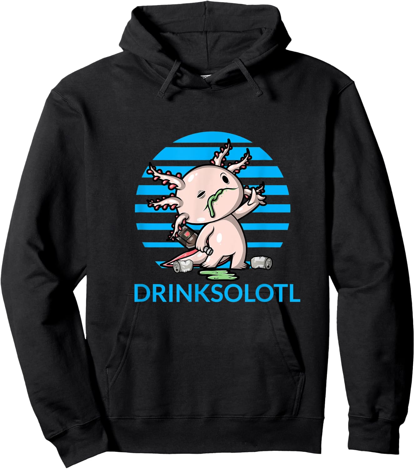 Drinksolotl Cute Axolotl Drunk Funny Drinking Alcohol Adult Hoodie - Hoodie | Black
