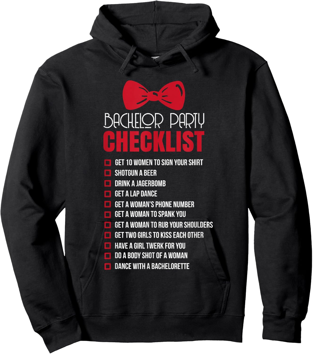 Funny Bachelor Party Checklist Groom Quote & Meme Gift Hoodie - Hoodie | Black