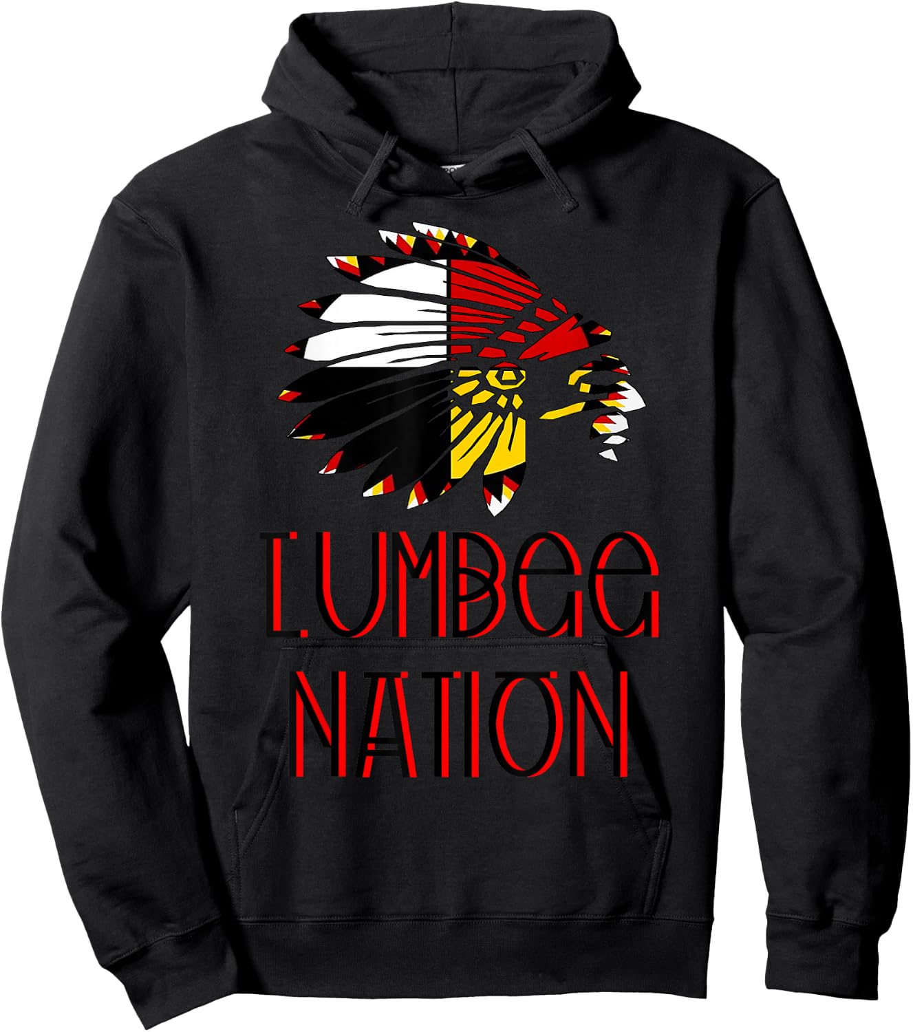 LUMBEE NATION FLAG | Indigenous | Native American Headdress Hoodie - Hoodie | Black