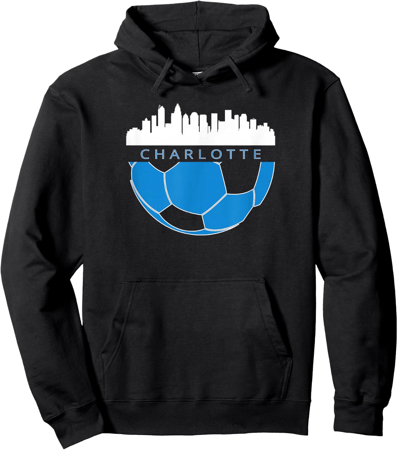 CLT Airport Code 704 Charlotte NC Skyline Art Footballer Fan Hoodie - Hoodie | Black