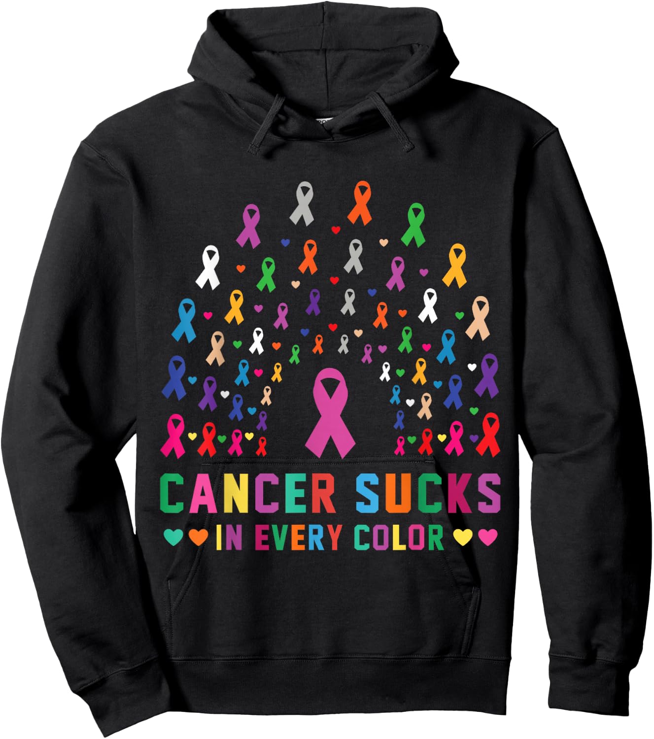 Cancer Sucks In Every Color Fighter | Funk Cancer Hoodie - Hoodie | Black